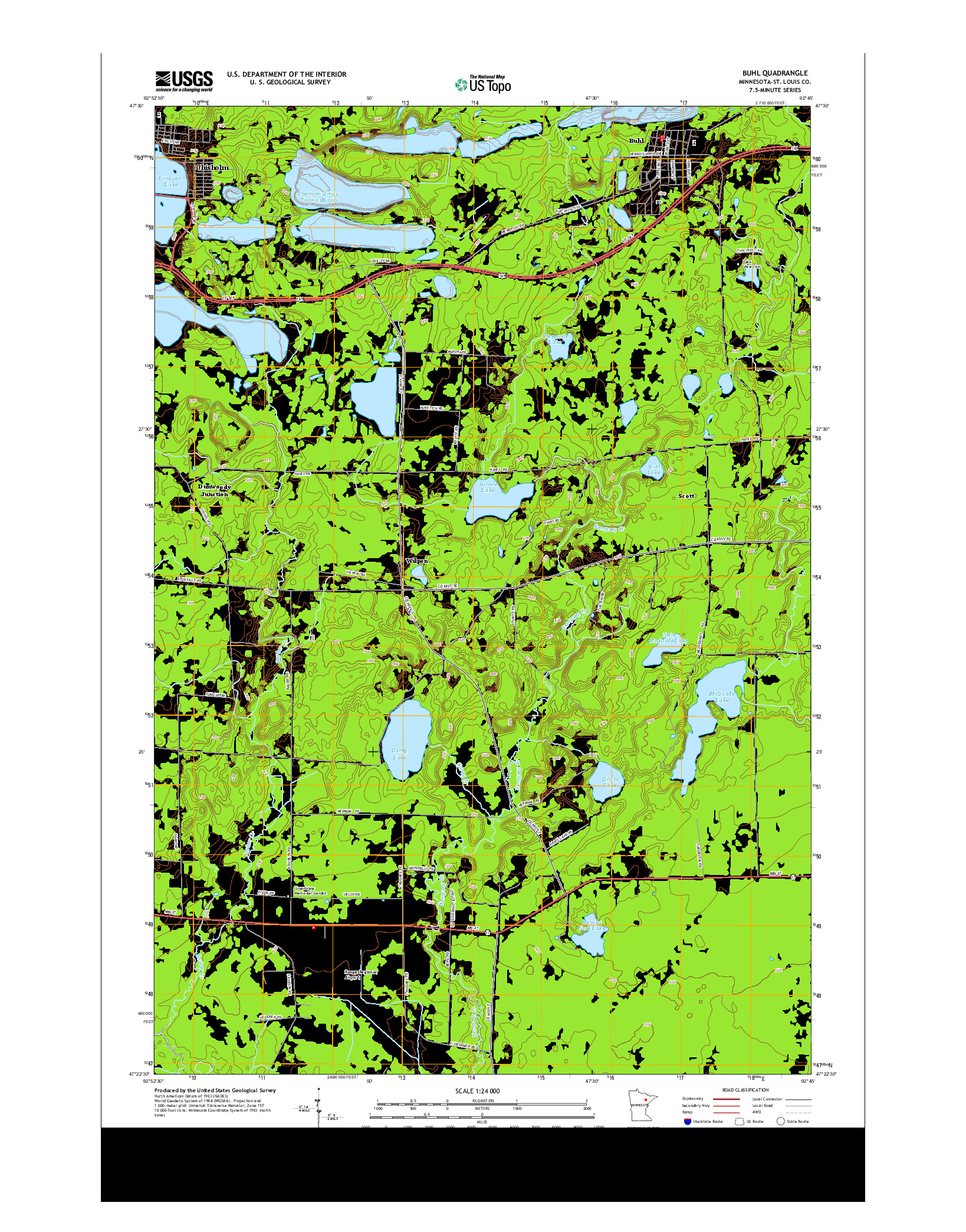 USGS US TOPO 7.5-MINUTE MAP FOR BUHL, MN 2013
