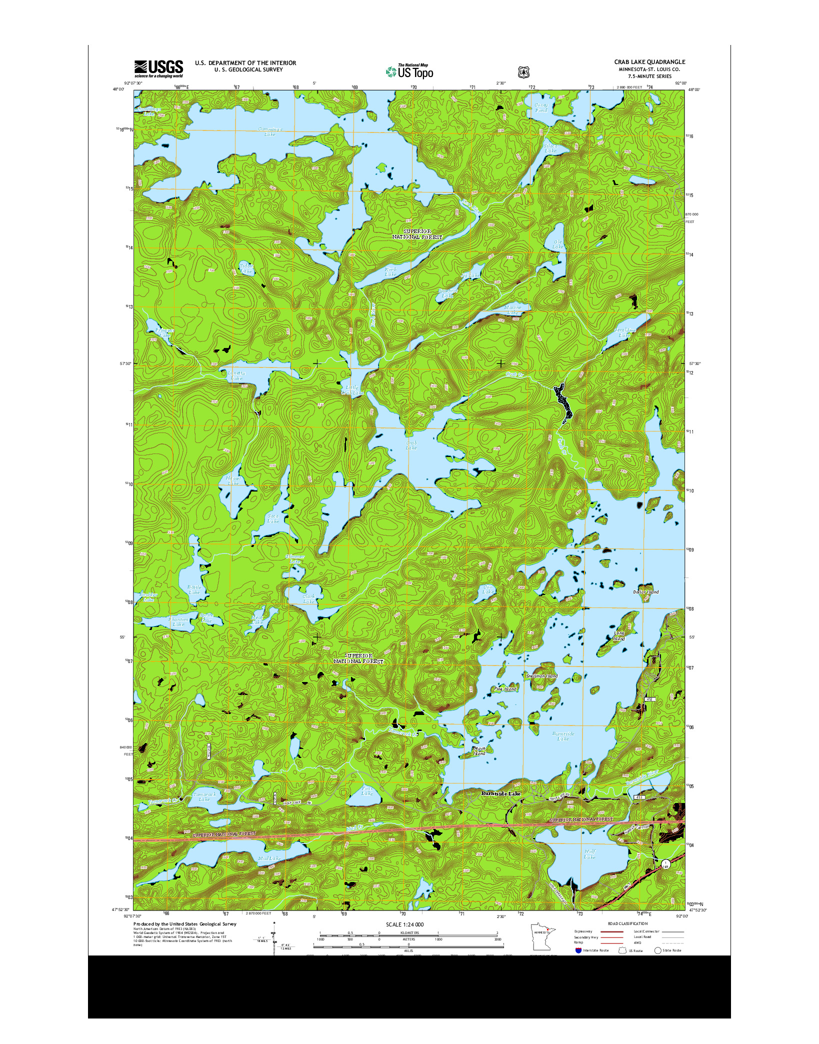 USGS US TOPO 7.5-MINUTE MAP FOR CRAB LAKE, MN 2013