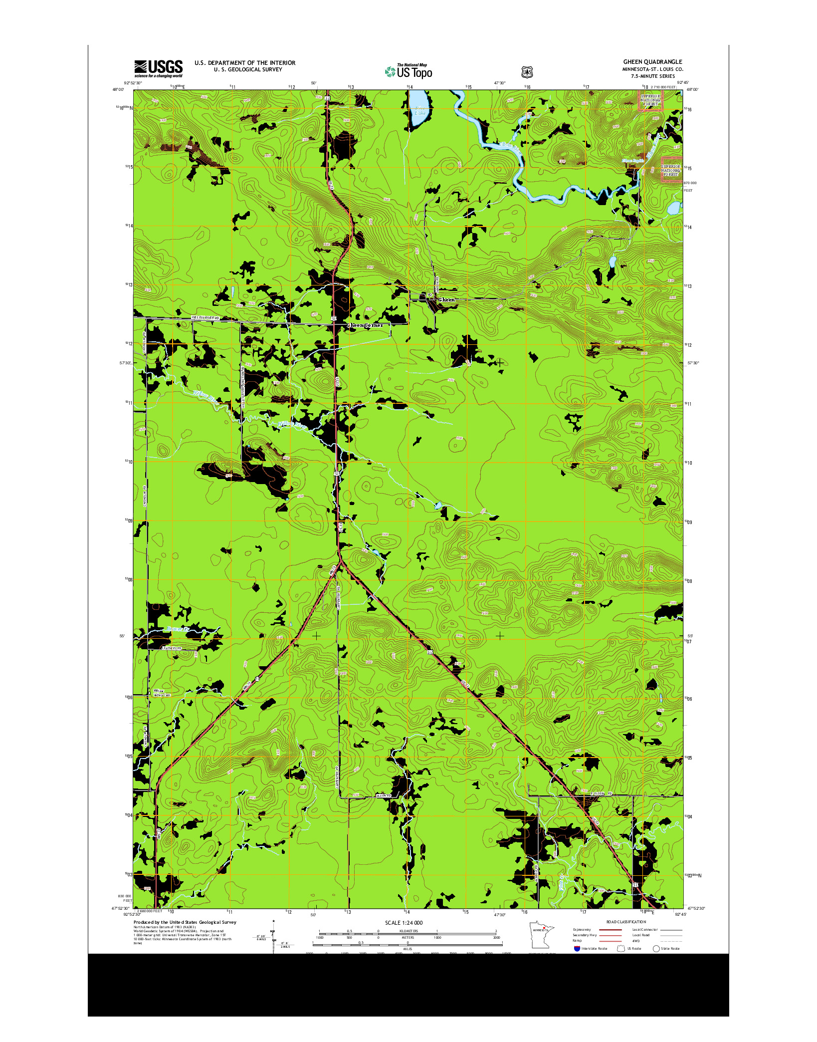 USGS US TOPO 7.5-MINUTE MAP FOR GHEEN, MN 2013