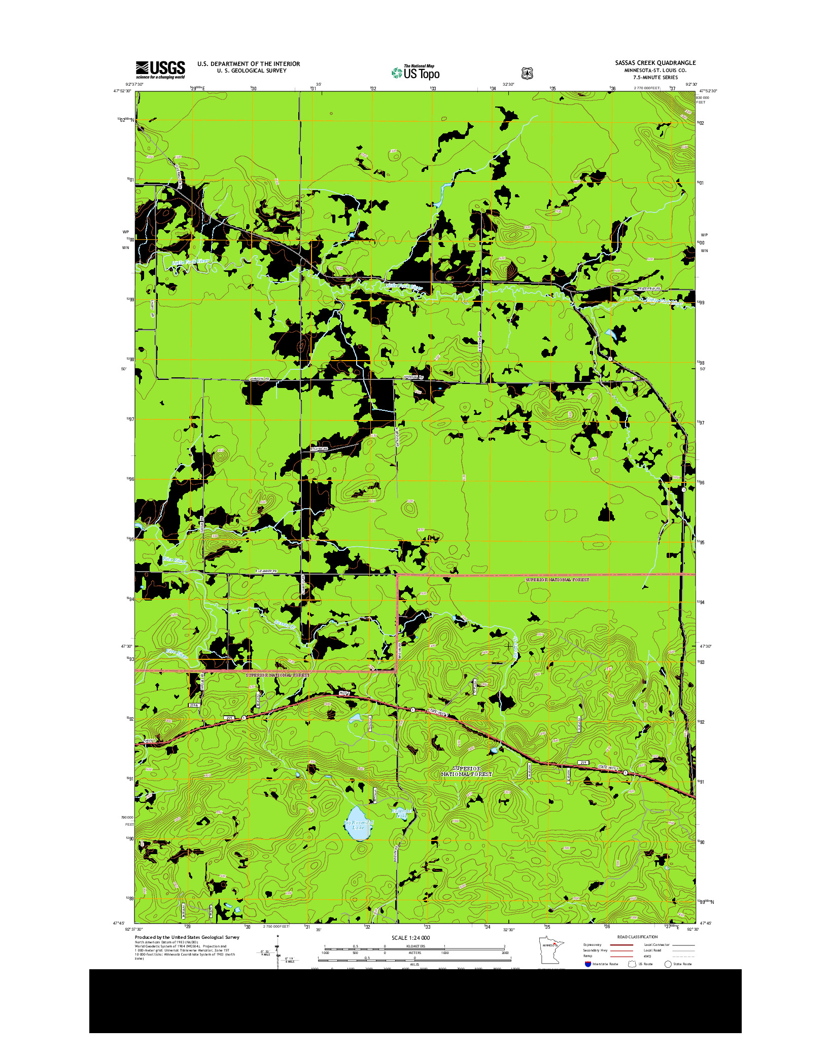 USGS US TOPO 7.5-MINUTE MAP FOR SASSAS CREEK, MN 2013