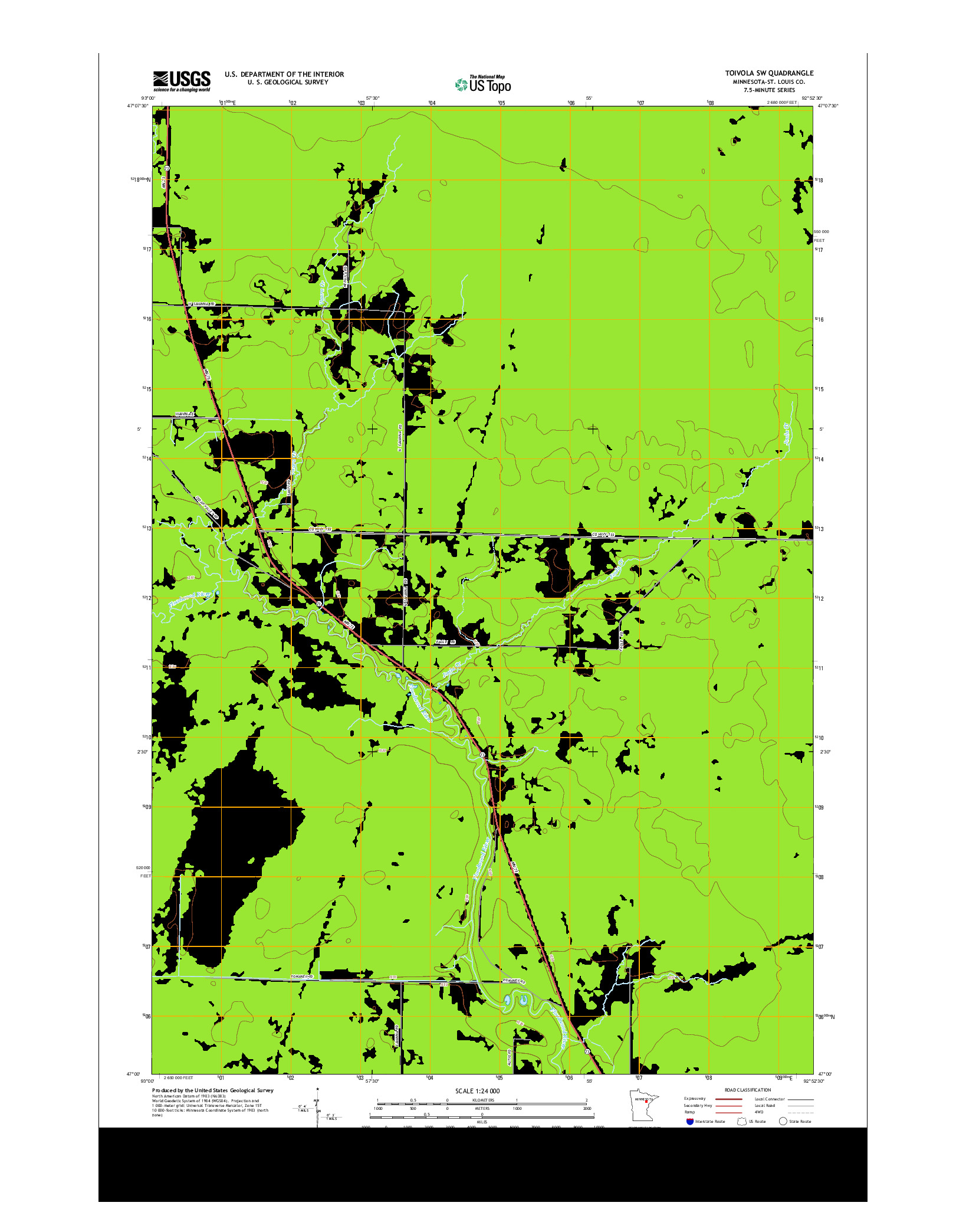 USGS US TOPO 7.5-MINUTE MAP FOR TOIVOLA SW, MN 2013
