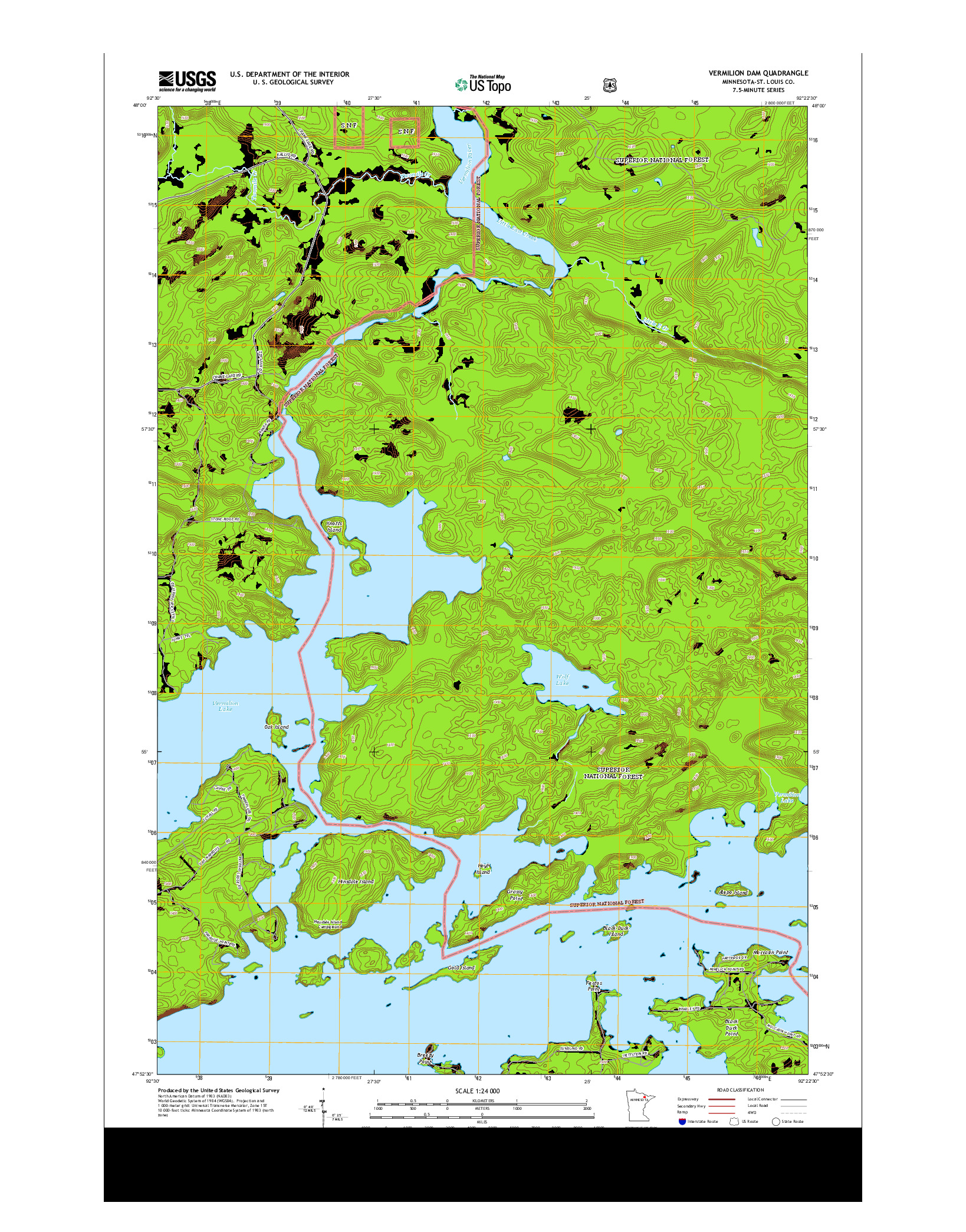 USGS US TOPO 7.5-MINUTE MAP FOR VERMILION DAM, MN 2013