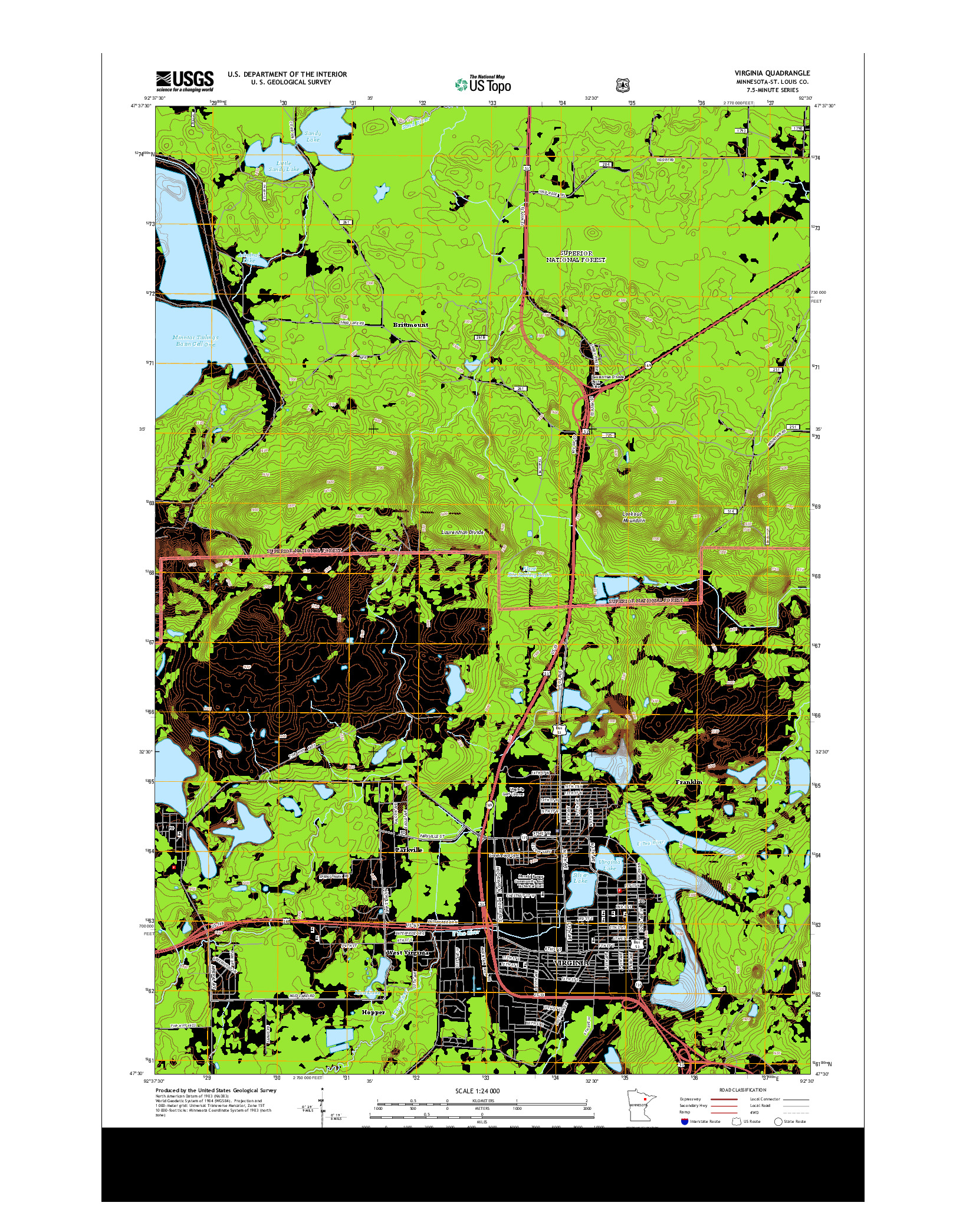 USGS US TOPO 7.5-MINUTE MAP FOR VIRGINIA, MN 2013