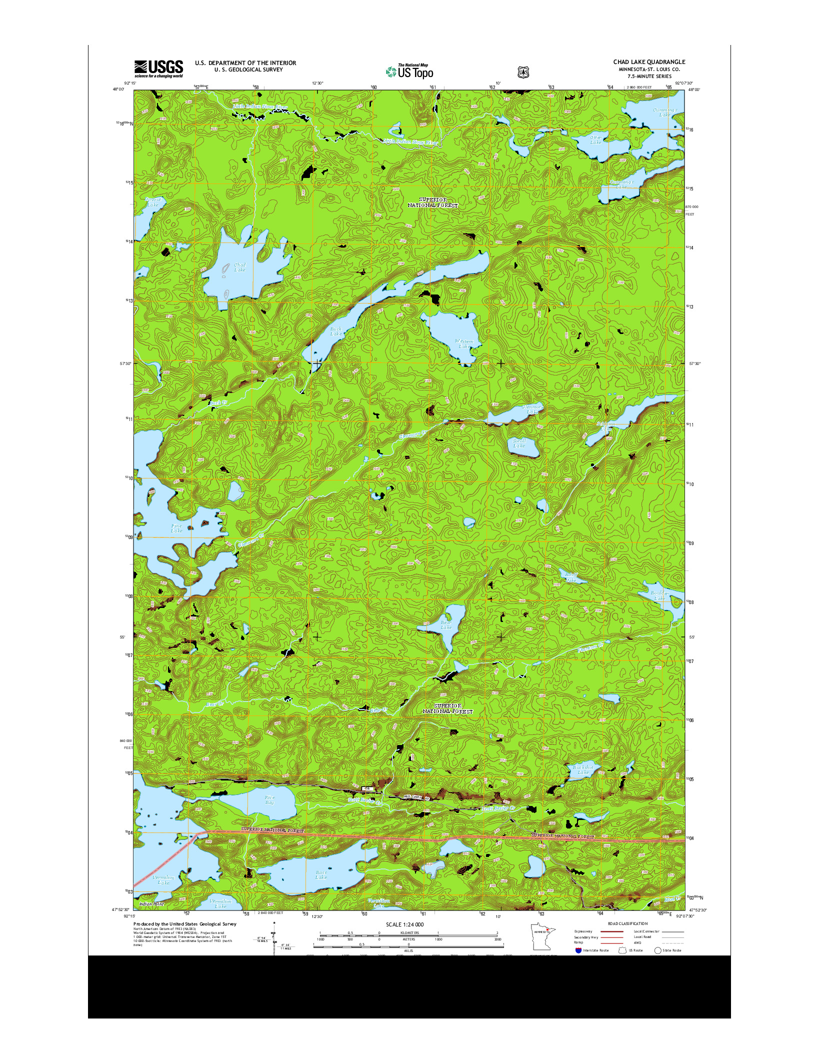 USGS US TOPO 7.5-MINUTE MAP FOR CHAD LAKE, MN 2013