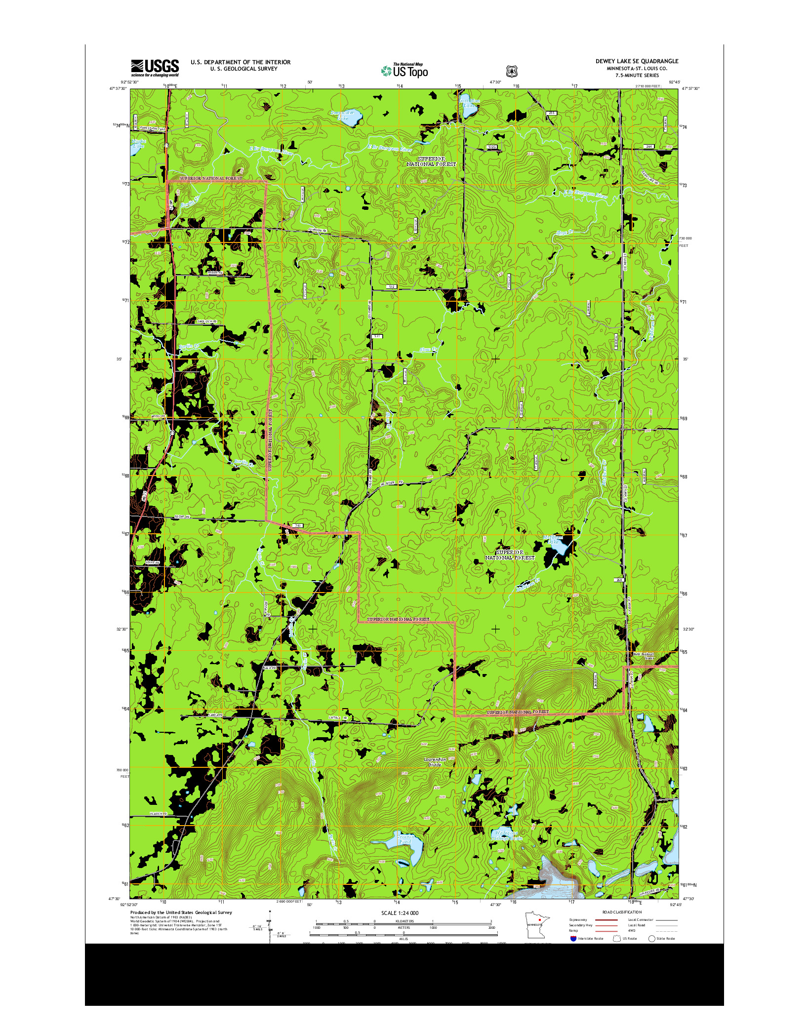 USGS US TOPO 7.5-MINUTE MAP FOR DEWEY LAKE SE, MN 2013