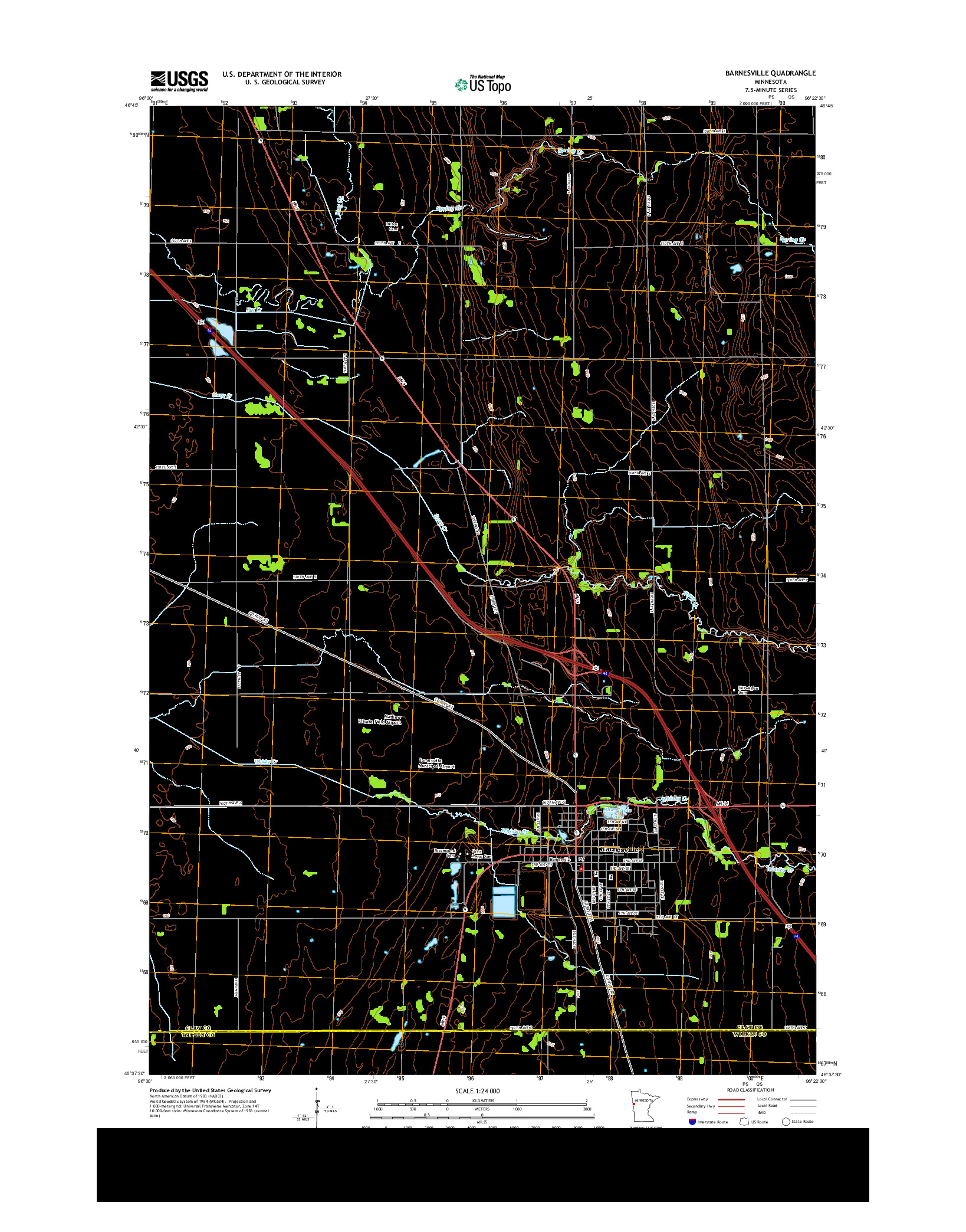USGS US TOPO 7.5-MINUTE MAP FOR BARNESVILLE, MN 2013