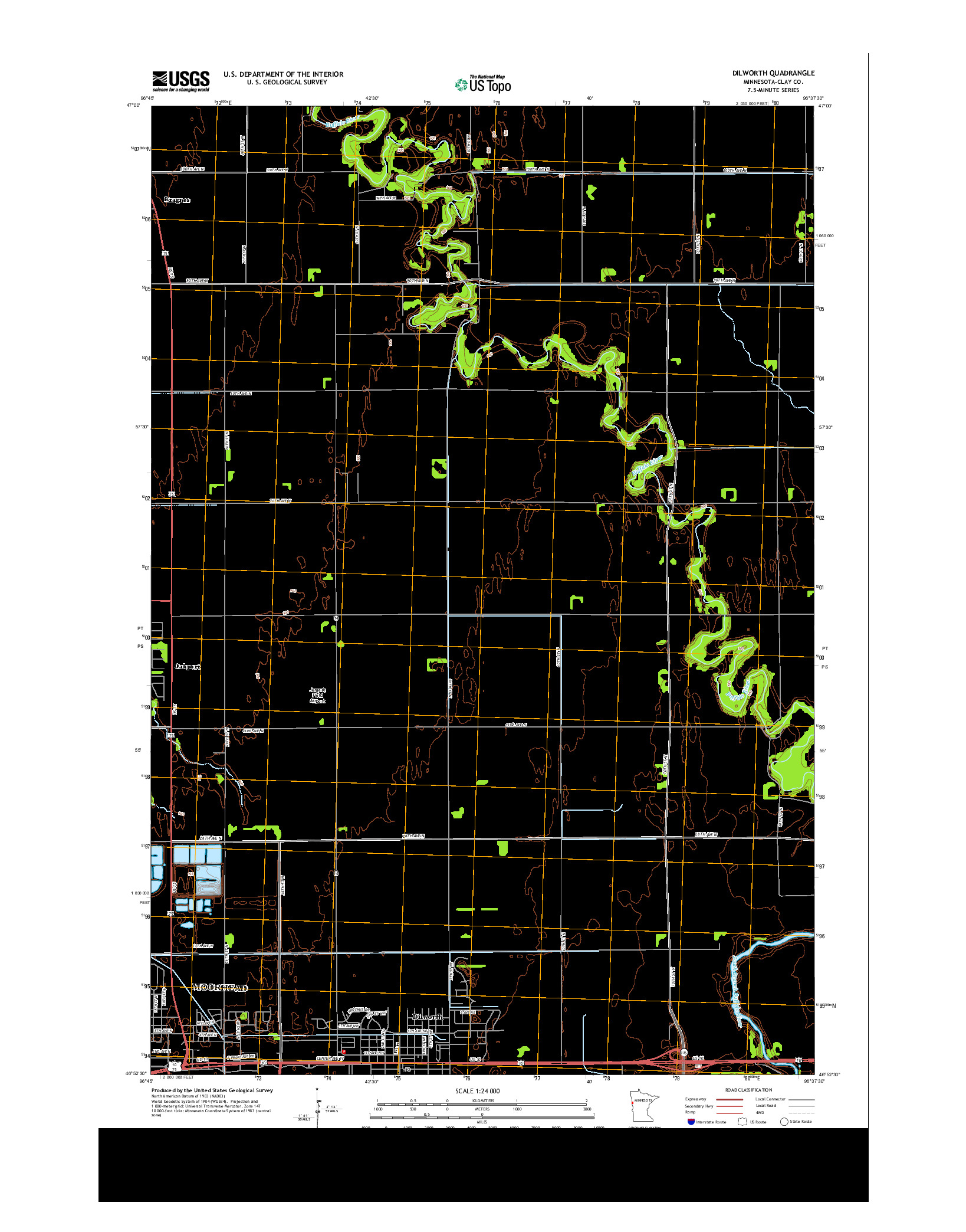 USGS US TOPO 7.5-MINUTE MAP FOR DILWORTH, MN 2013