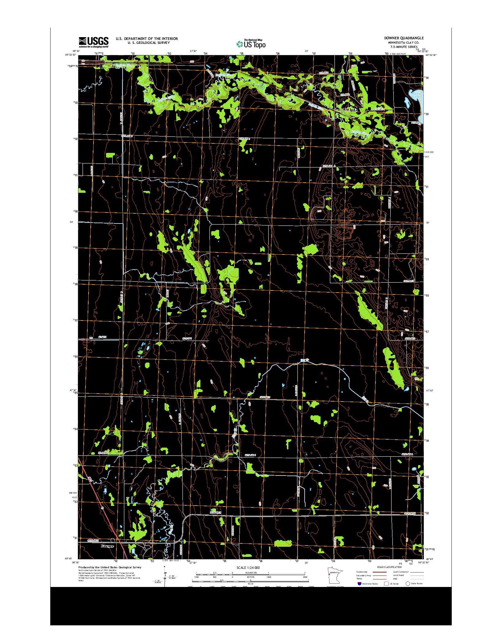 USGS US TOPO 7.5-MINUTE MAP FOR DOWNER, MN 2013