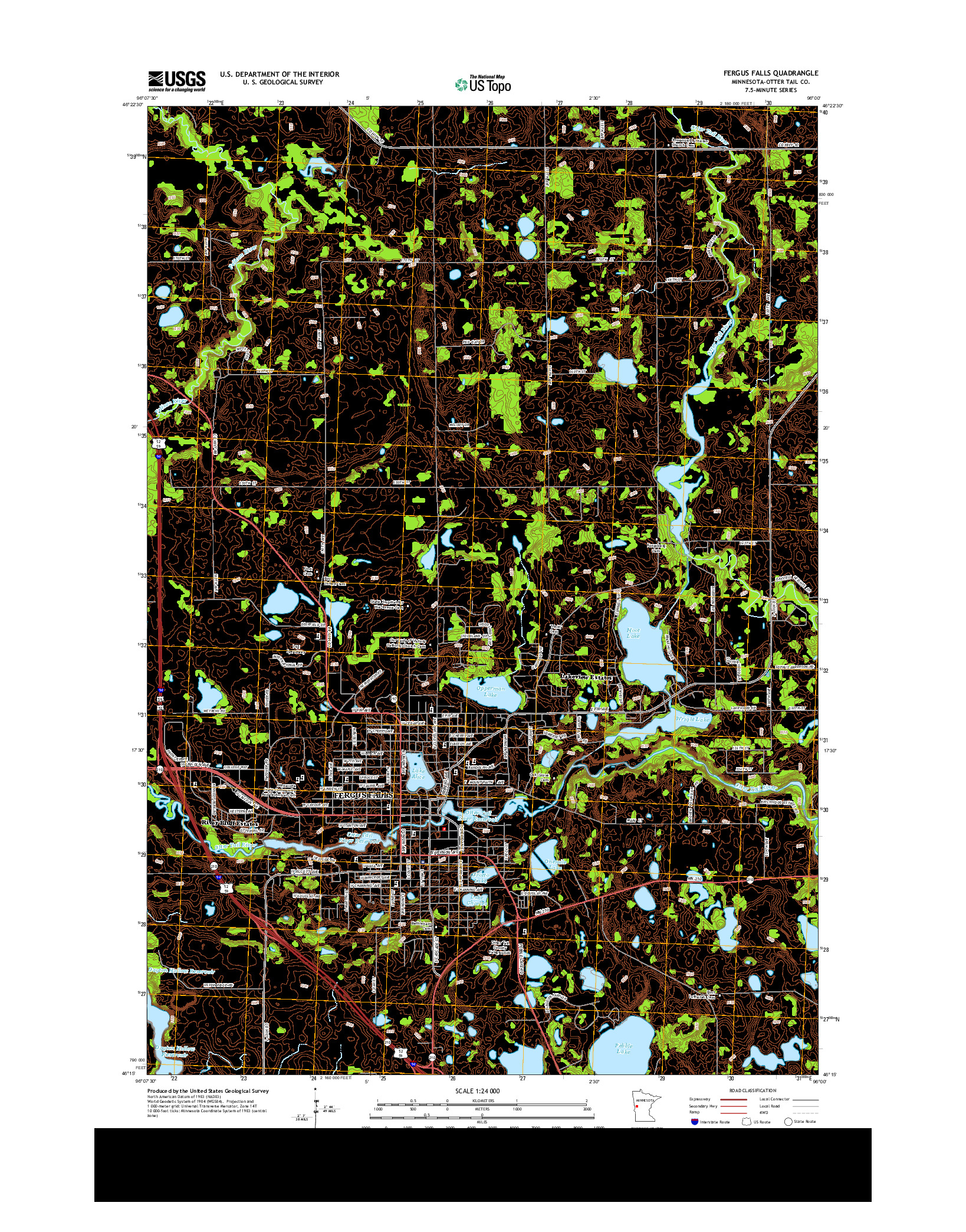 USGS US TOPO 7.5-MINUTE MAP FOR FERGUS FALLS, MN 2013