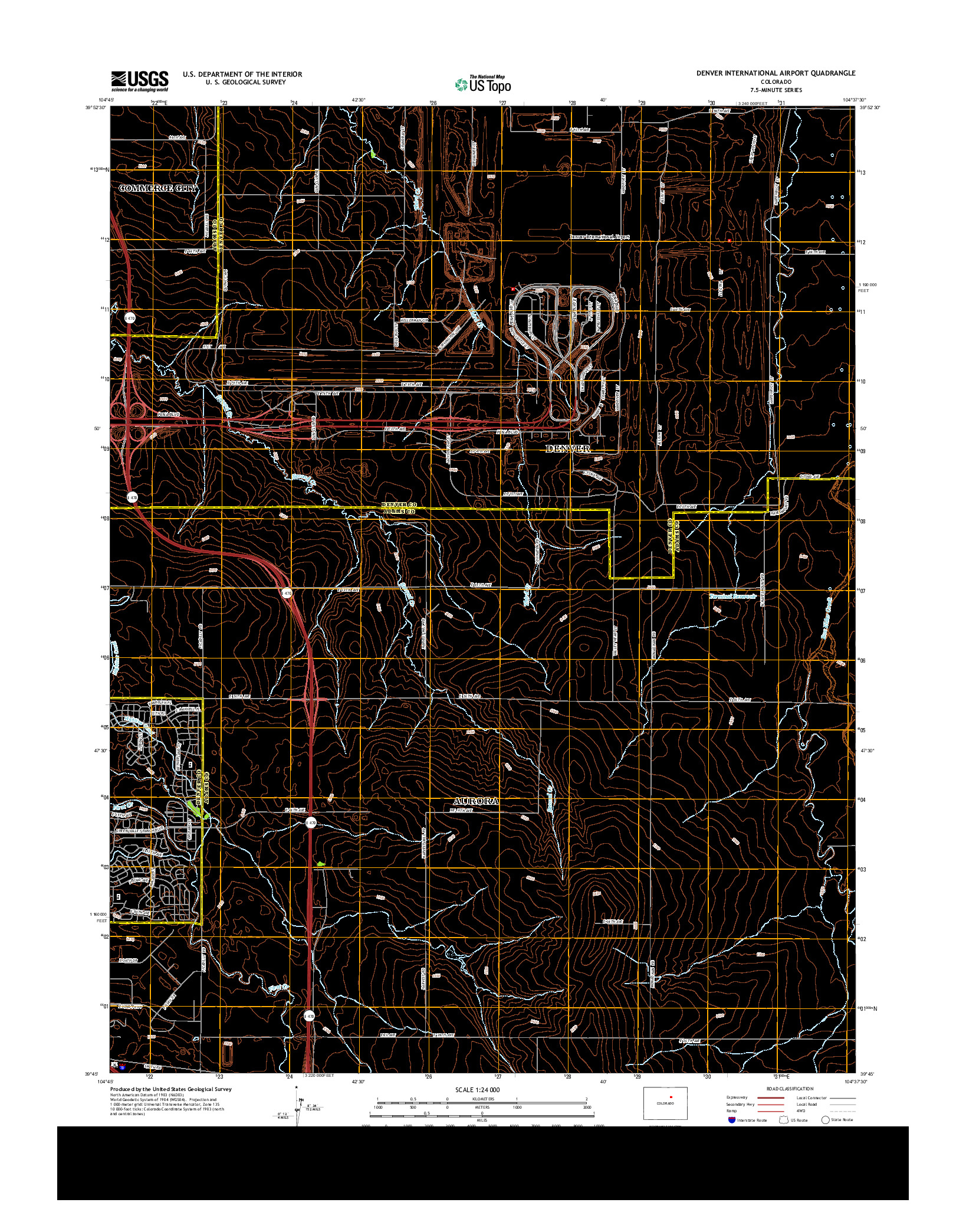 USGS US TOPO 7.5-MINUTE MAP FOR DENVER INTERNATIONAL AIRPORT, CO 2013