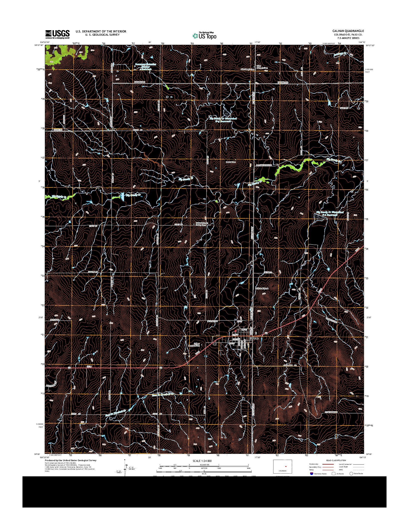 USGS US TOPO 7.5-MINUTE MAP FOR CALHAN, CO 2013