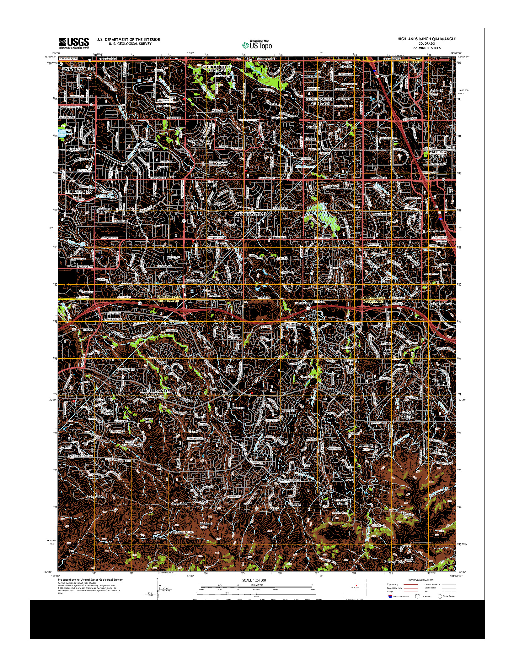 USGS US TOPO 7.5-MINUTE MAP FOR HIGHLANDS RANCH, CO 2013