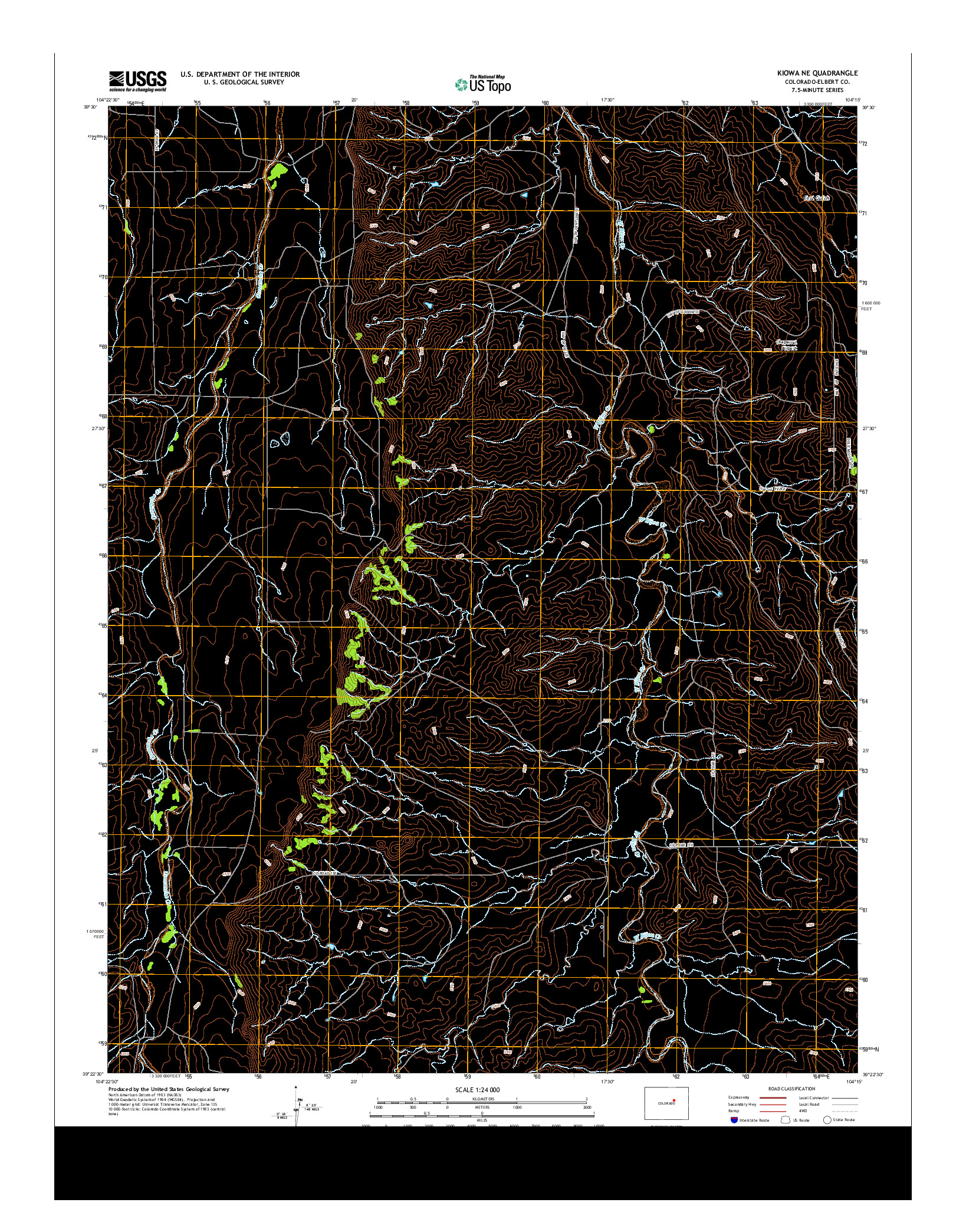 USGS US TOPO 7.5-MINUTE MAP FOR KIOWA NE, CO 2013