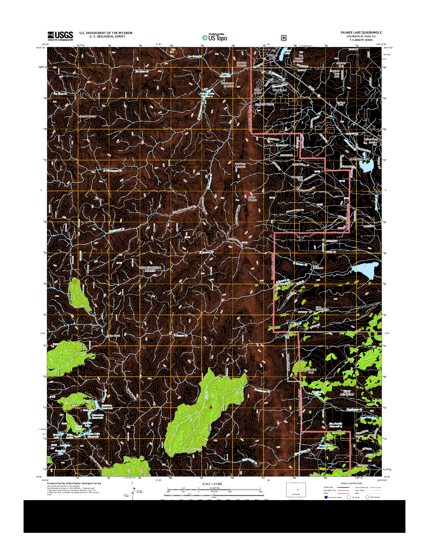 USGS US TOPO 7.5-MINUTE MAP FOR PALMER LAKE, CO 2013