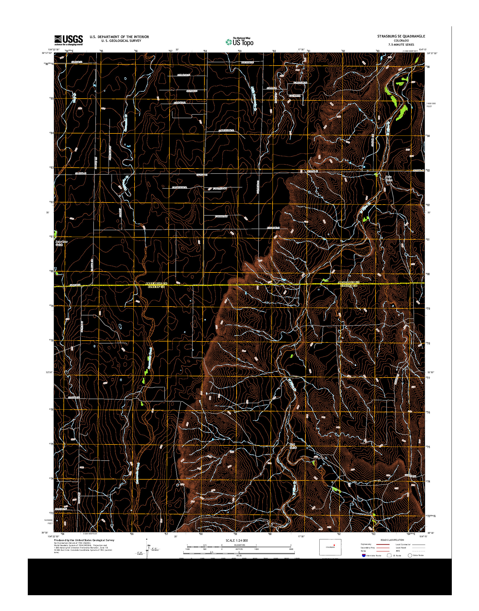 USGS US TOPO 7.5-MINUTE MAP FOR STRASBURG SE, CO 2013