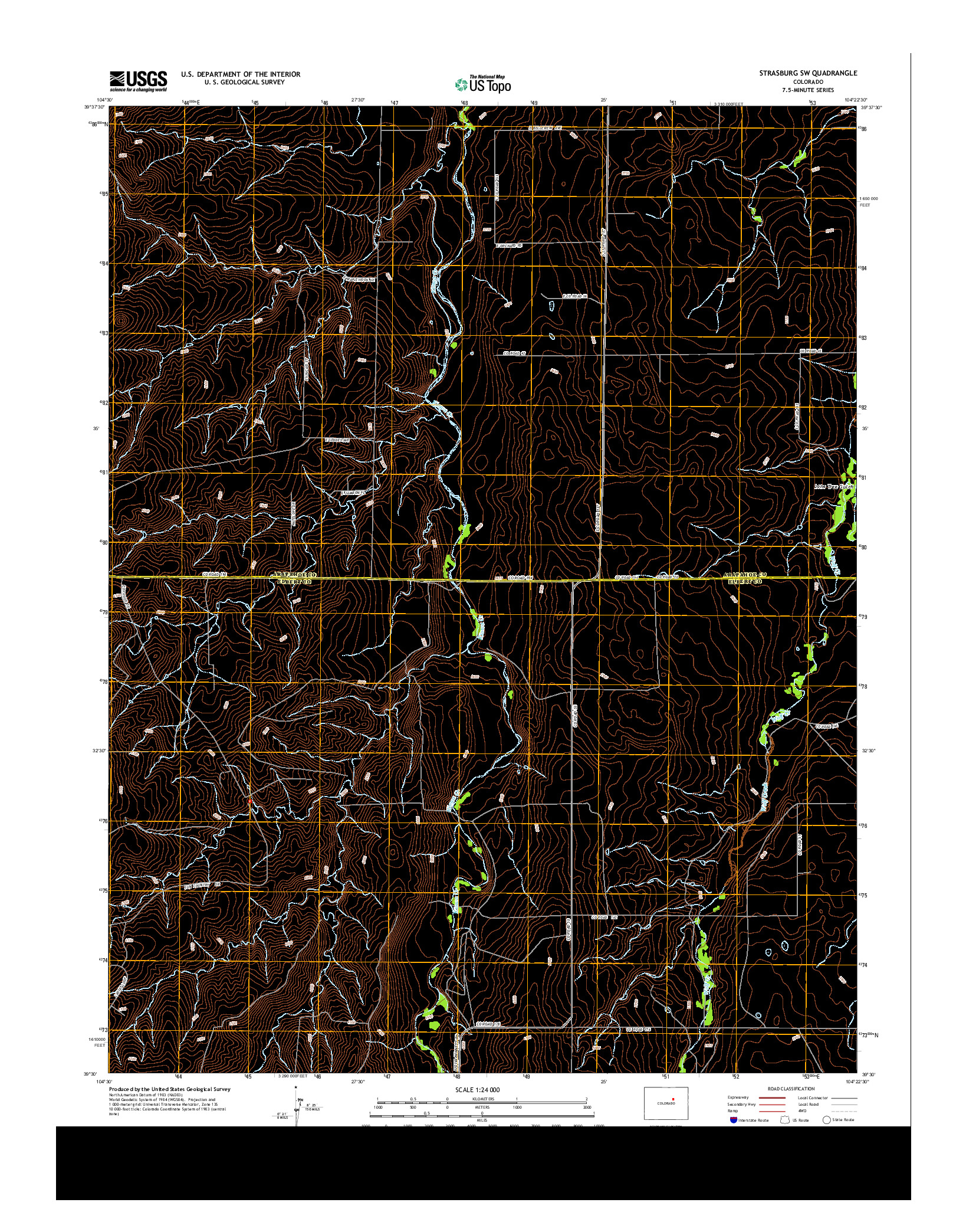 USGS US TOPO 7.5-MINUTE MAP FOR STRASBURG SW, CO 2013