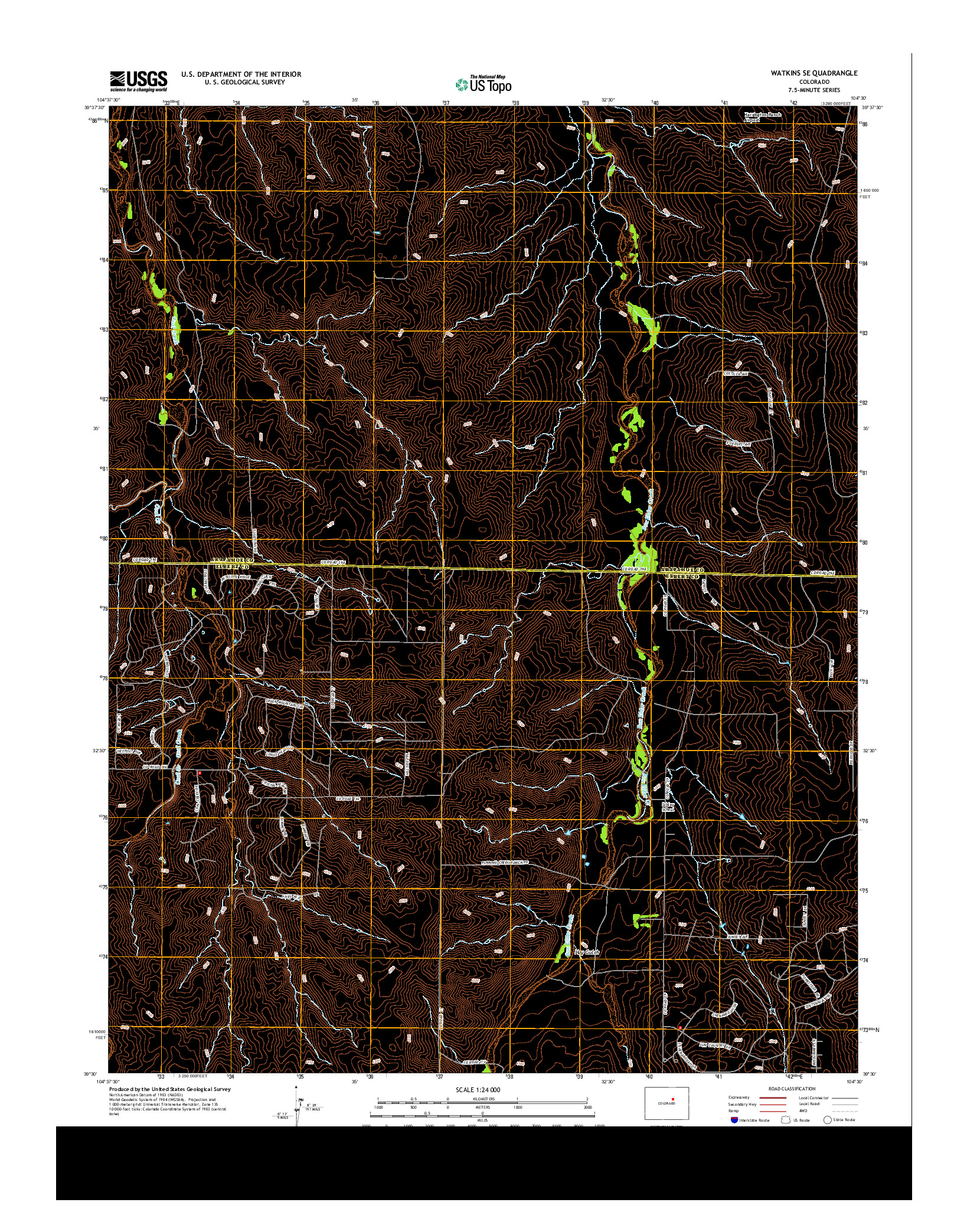 USGS US TOPO 7.5-MINUTE MAP FOR WATKINS SE, CO 2013