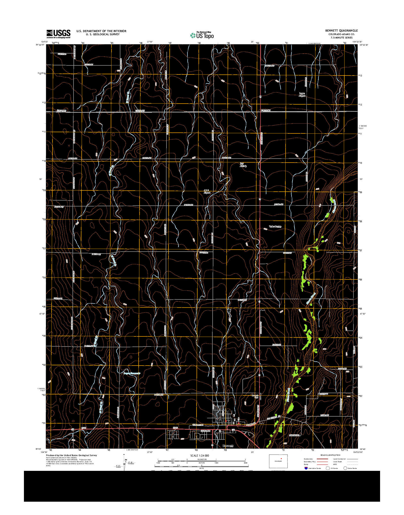 USGS US TOPO 7.5-MINUTE MAP FOR BENNETT, CO 2013