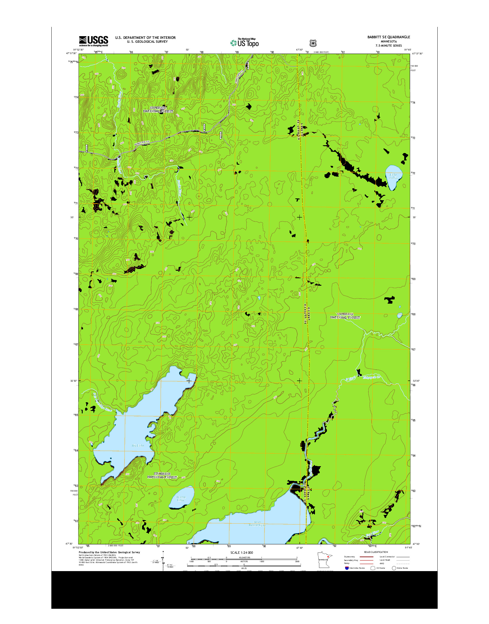 USGS US TOPO 7.5-MINUTE MAP FOR BABBITT SE, MN 2013