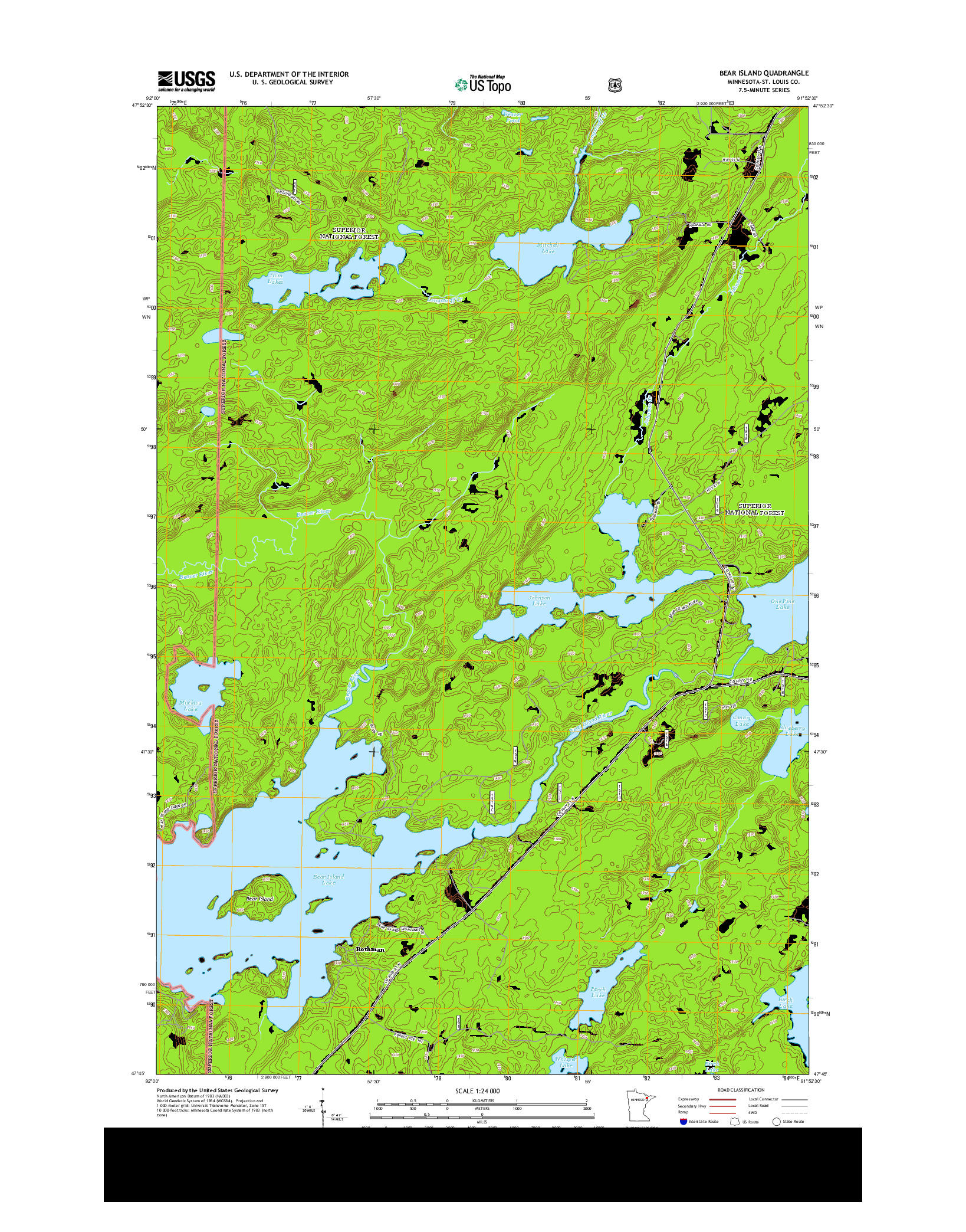 USGS US TOPO 7.5-MINUTE MAP FOR BEAR ISLAND, MN 2013
