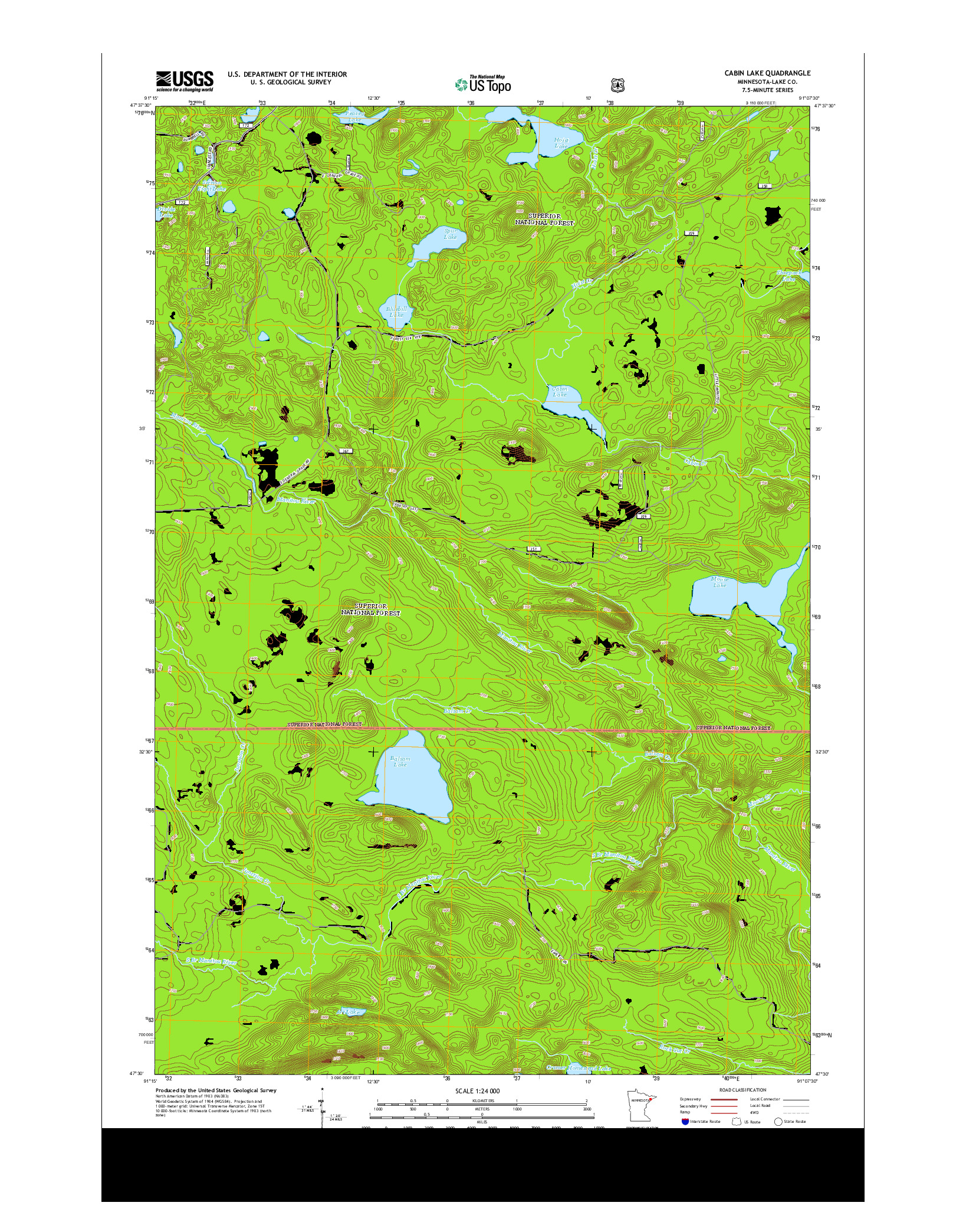 USGS US TOPO 7.5-MINUTE MAP FOR CABIN LAKE, MN 2013