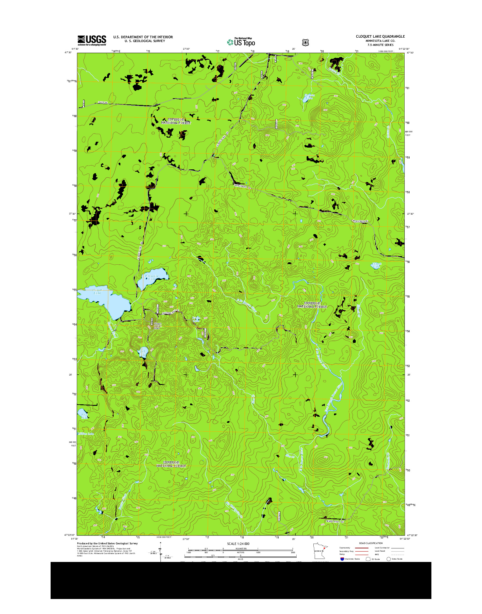 USGS US TOPO 7.5-MINUTE MAP FOR CLOQUET LAKE, MN 2013