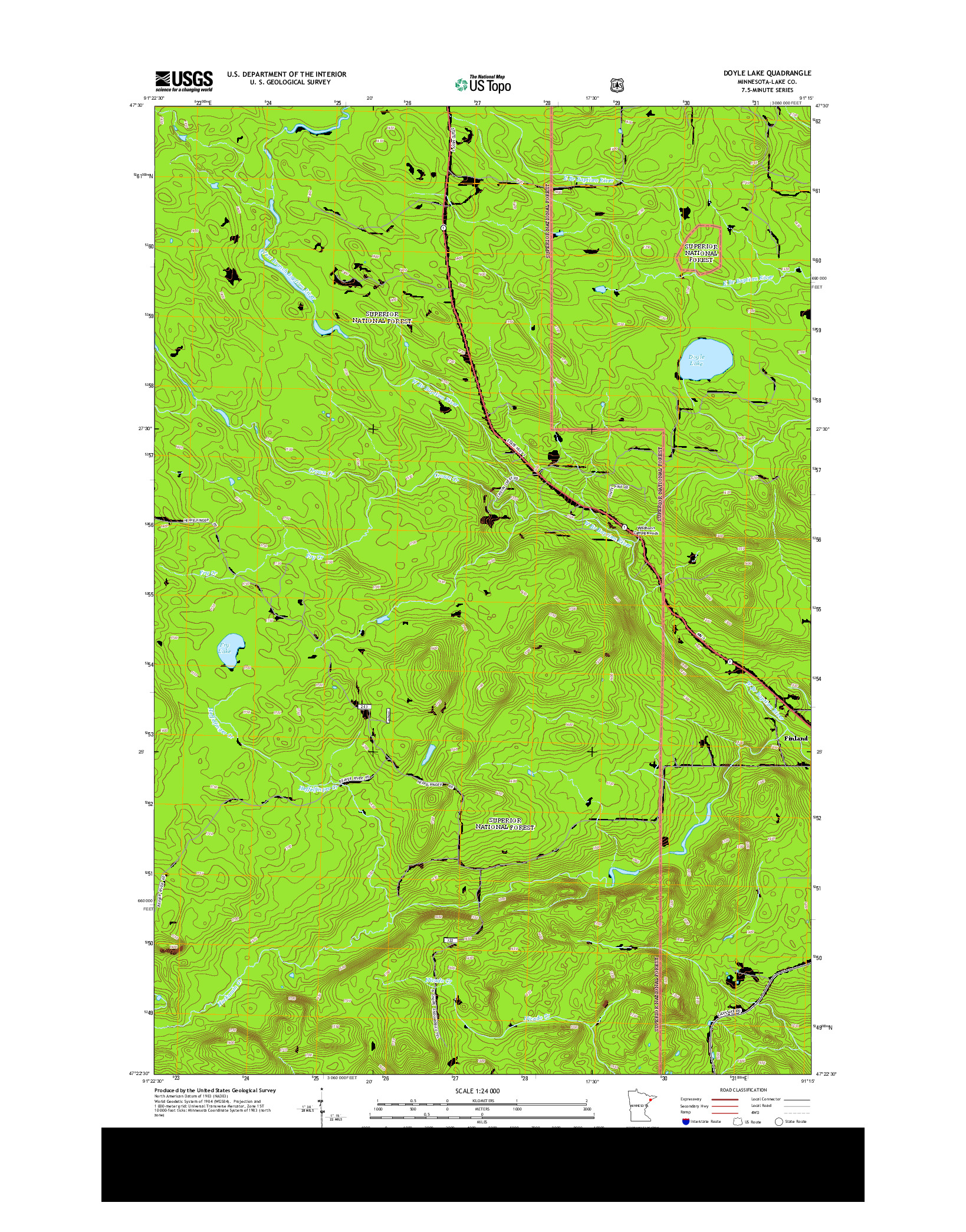USGS US TOPO 7.5-MINUTE MAP FOR DOYLE LAKE, MN 2013