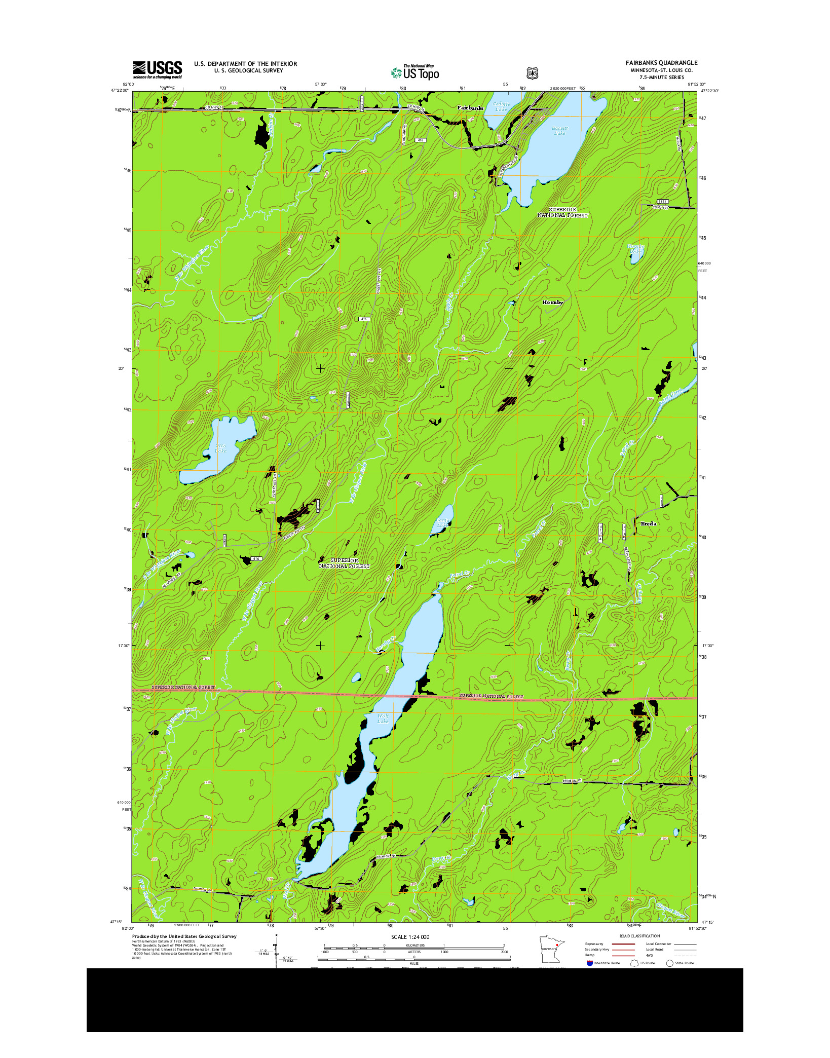 USGS US TOPO 7.5-MINUTE MAP FOR FAIRBANKS, MN 2013