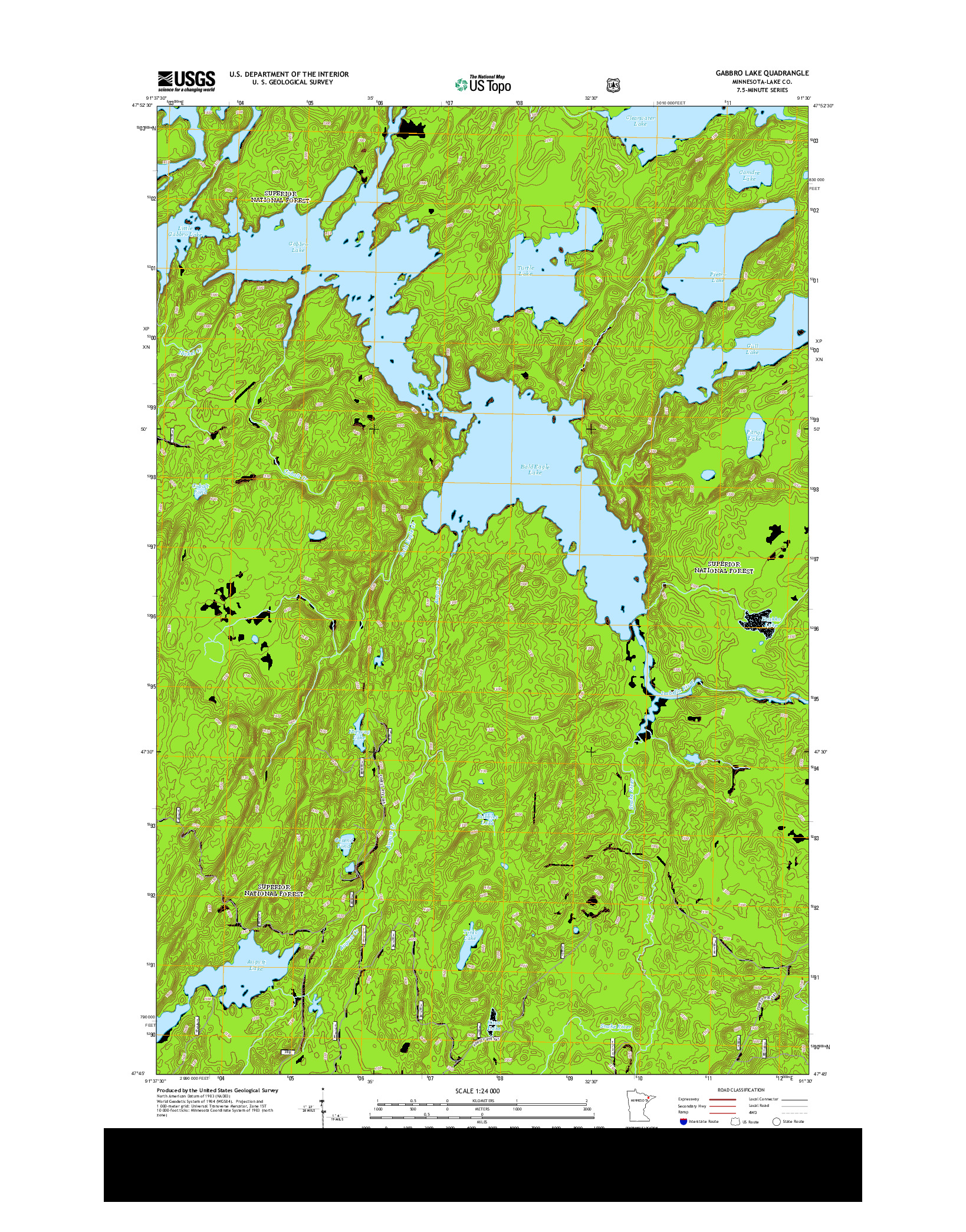 USGS US TOPO 7.5-MINUTE MAP FOR GABBRO LAKE, MN 2013