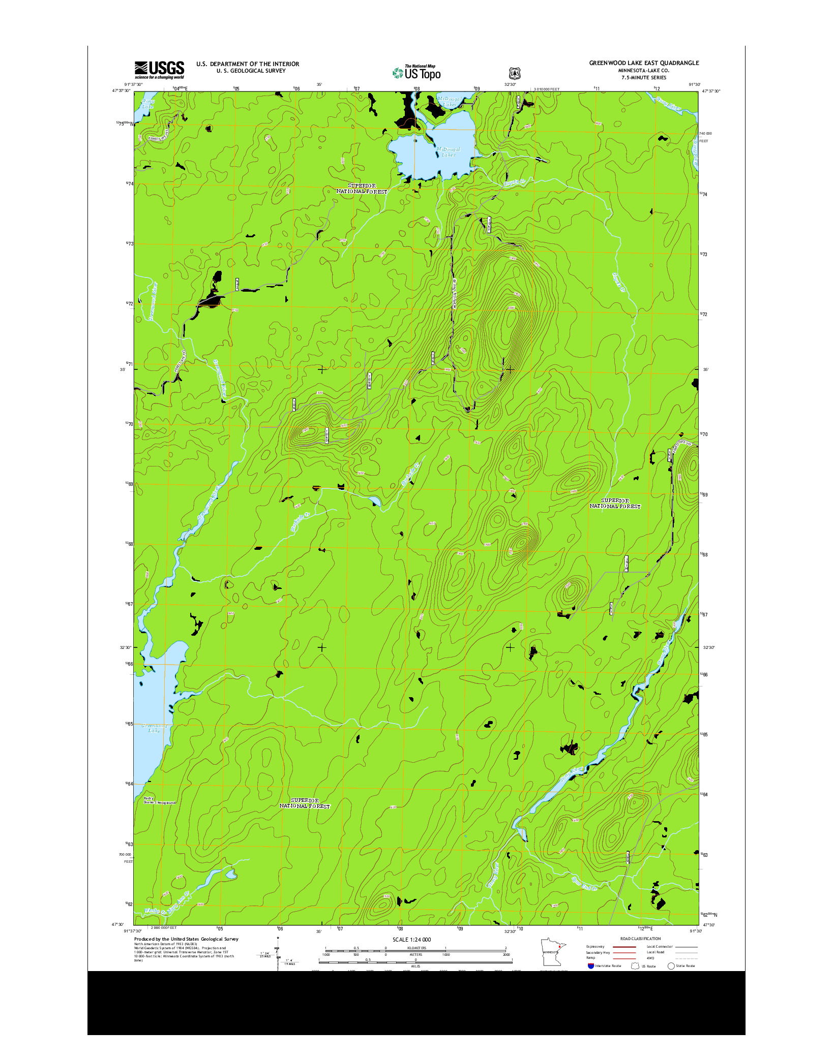 USGS US TOPO 7.5-MINUTE MAP FOR GREENWOOD LAKE EAST, MN 2013