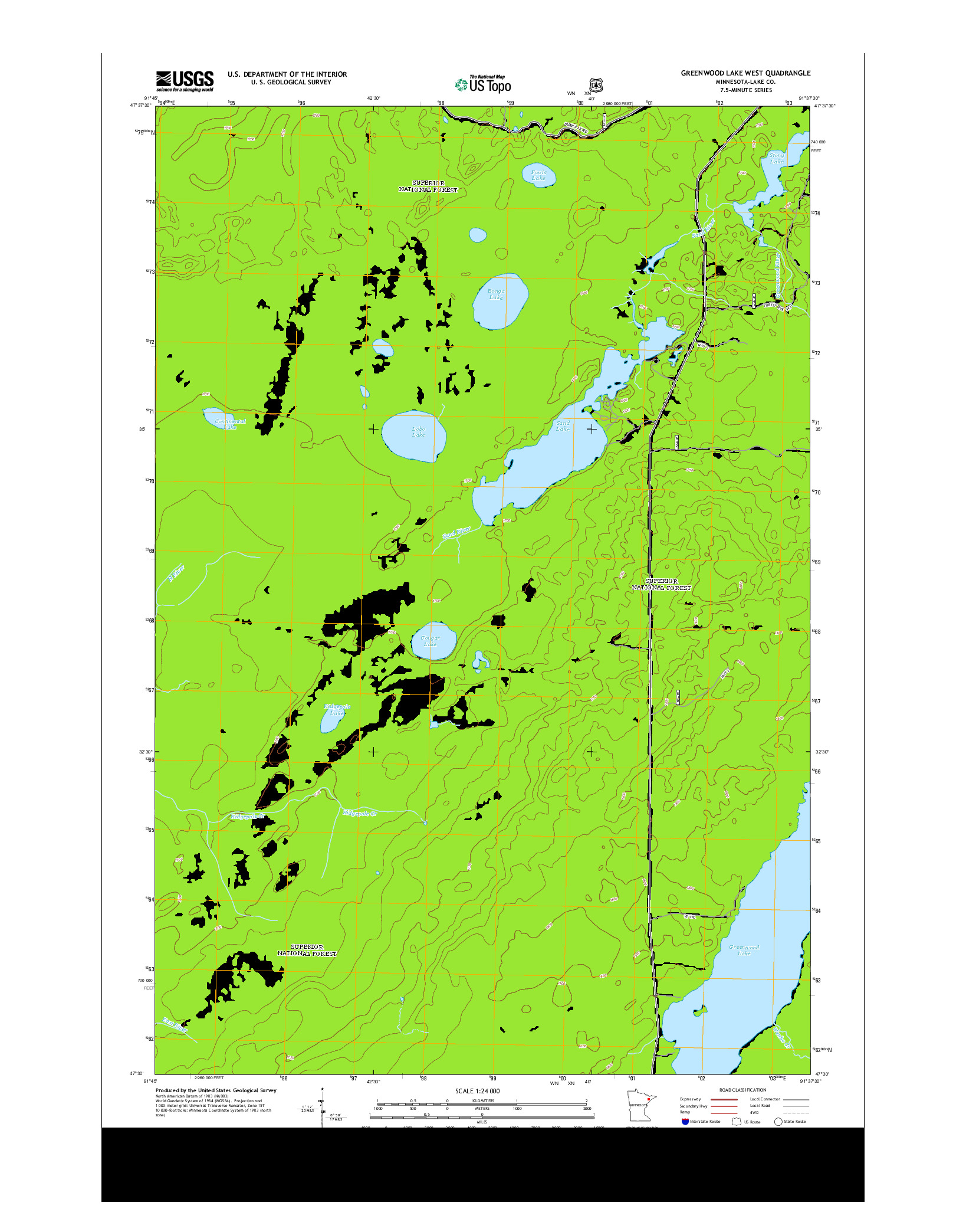USGS US TOPO 7.5-MINUTE MAP FOR GREENWOOD LAKE WEST, MN 2013
