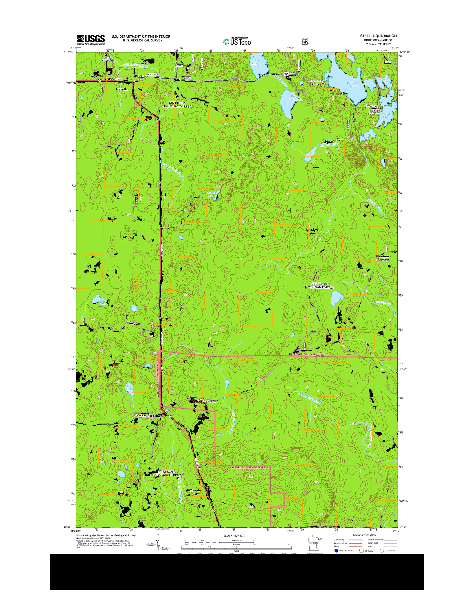 USGS US TOPO 7.5-MINUTE MAP FOR ISABELLA, MN 2013