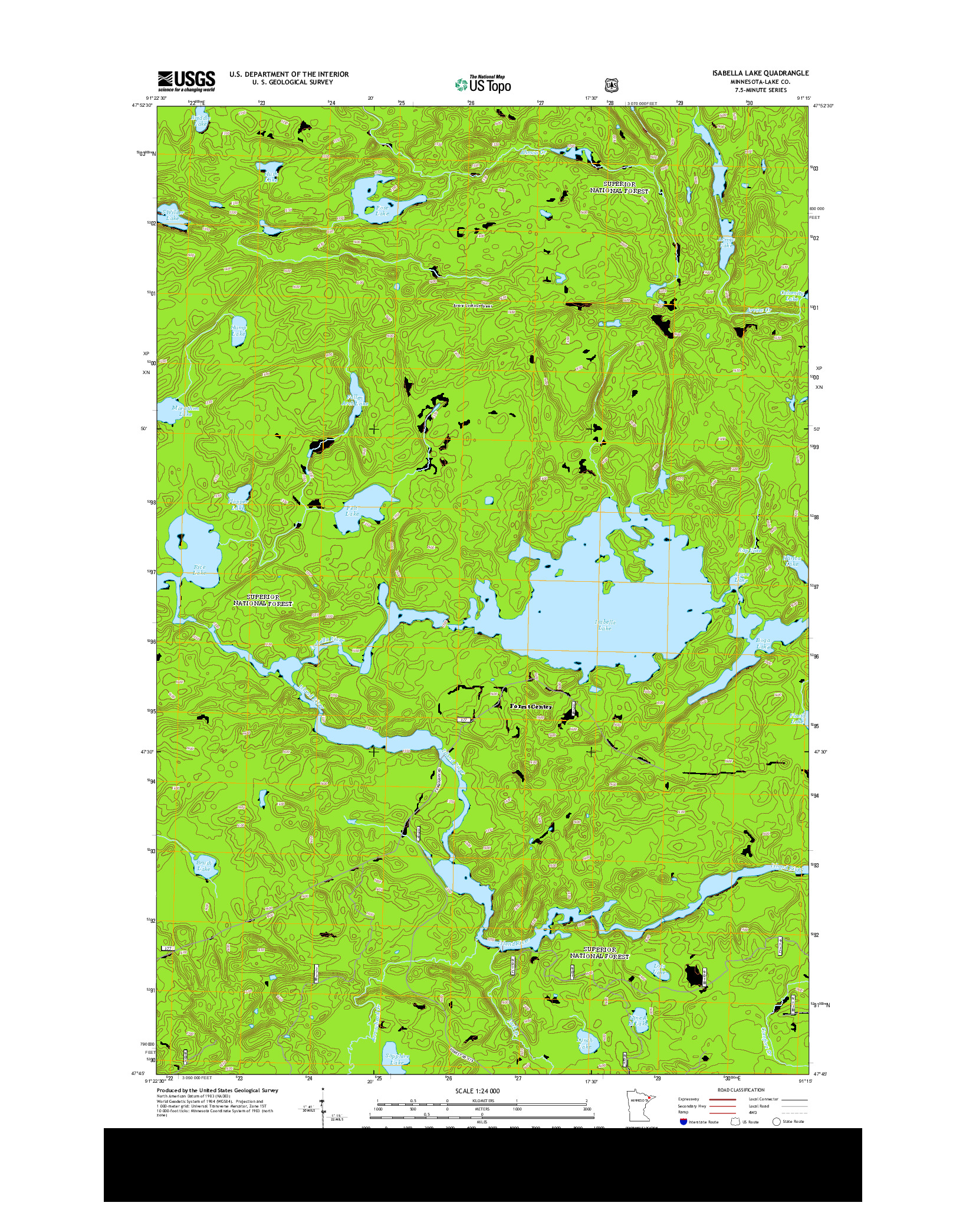USGS US TOPO 7.5-MINUTE MAP FOR ISABELLA LAKE, MN 2013