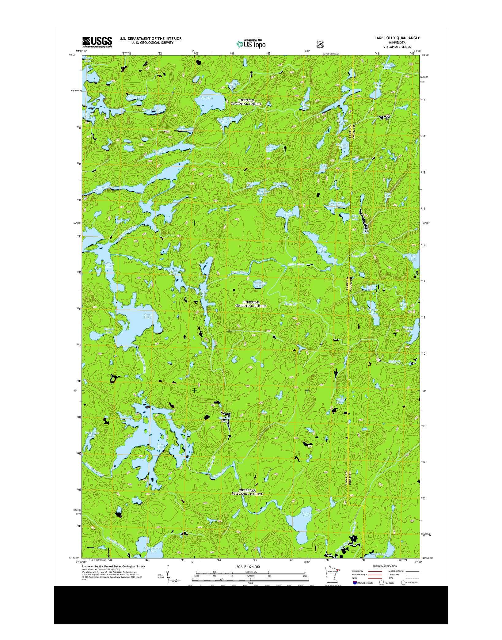 USGS US TOPO 7.5-MINUTE MAP FOR LAKE POLLY, MN 2013