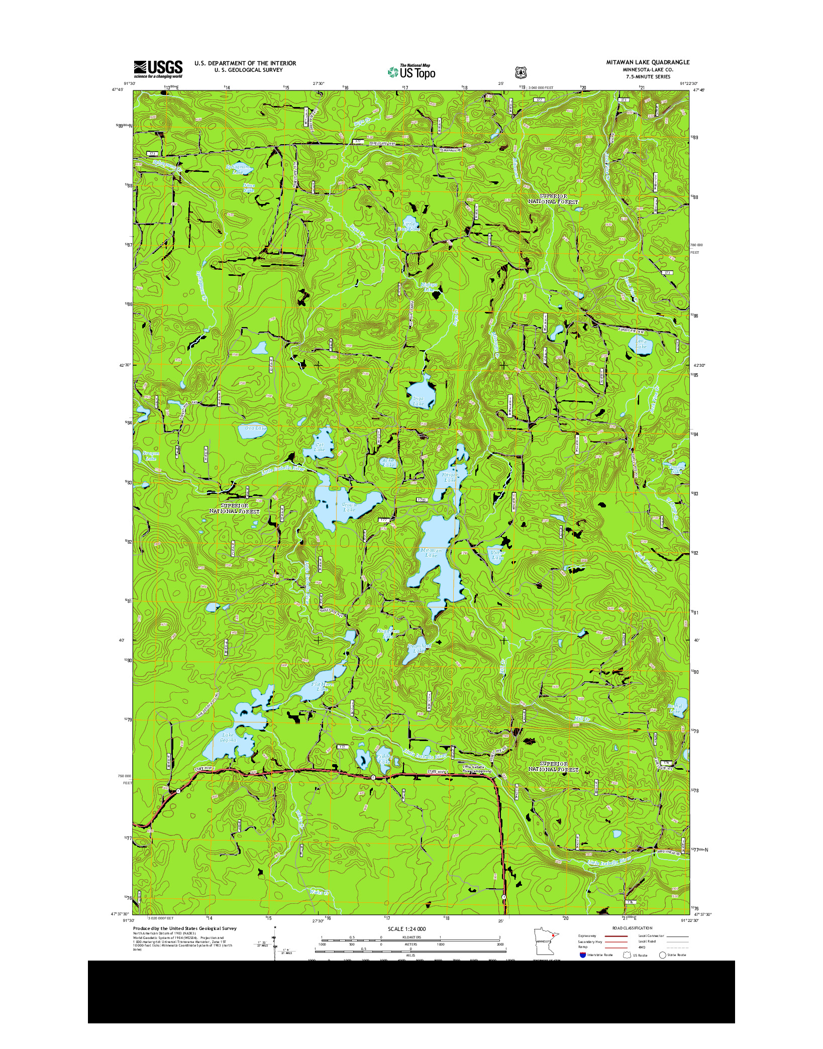 USGS US TOPO 7.5-MINUTE MAP FOR MITAWAN LAKE, MN 2013