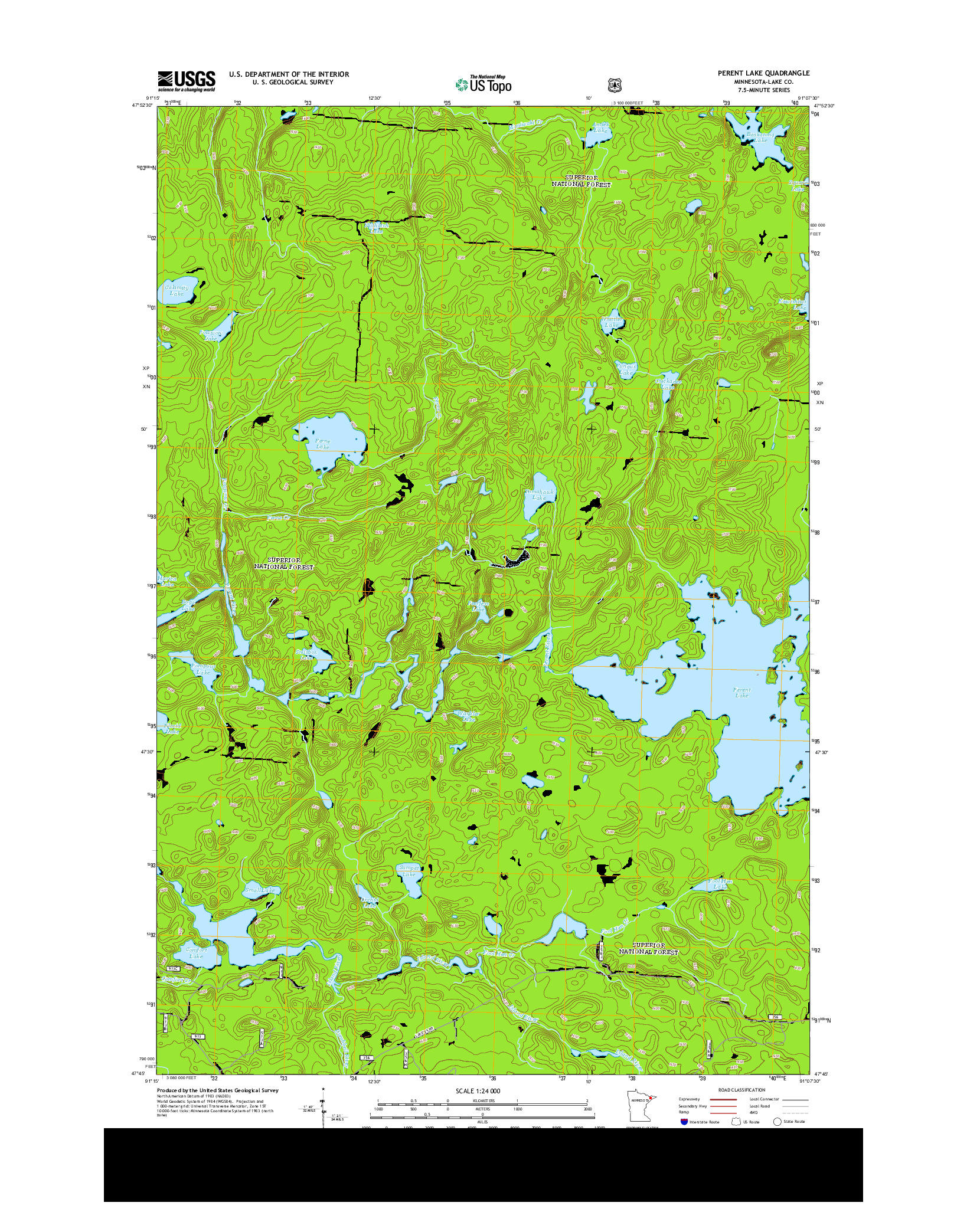 USGS US TOPO 7.5-MINUTE MAP FOR PERENT LAKE, MN 2013