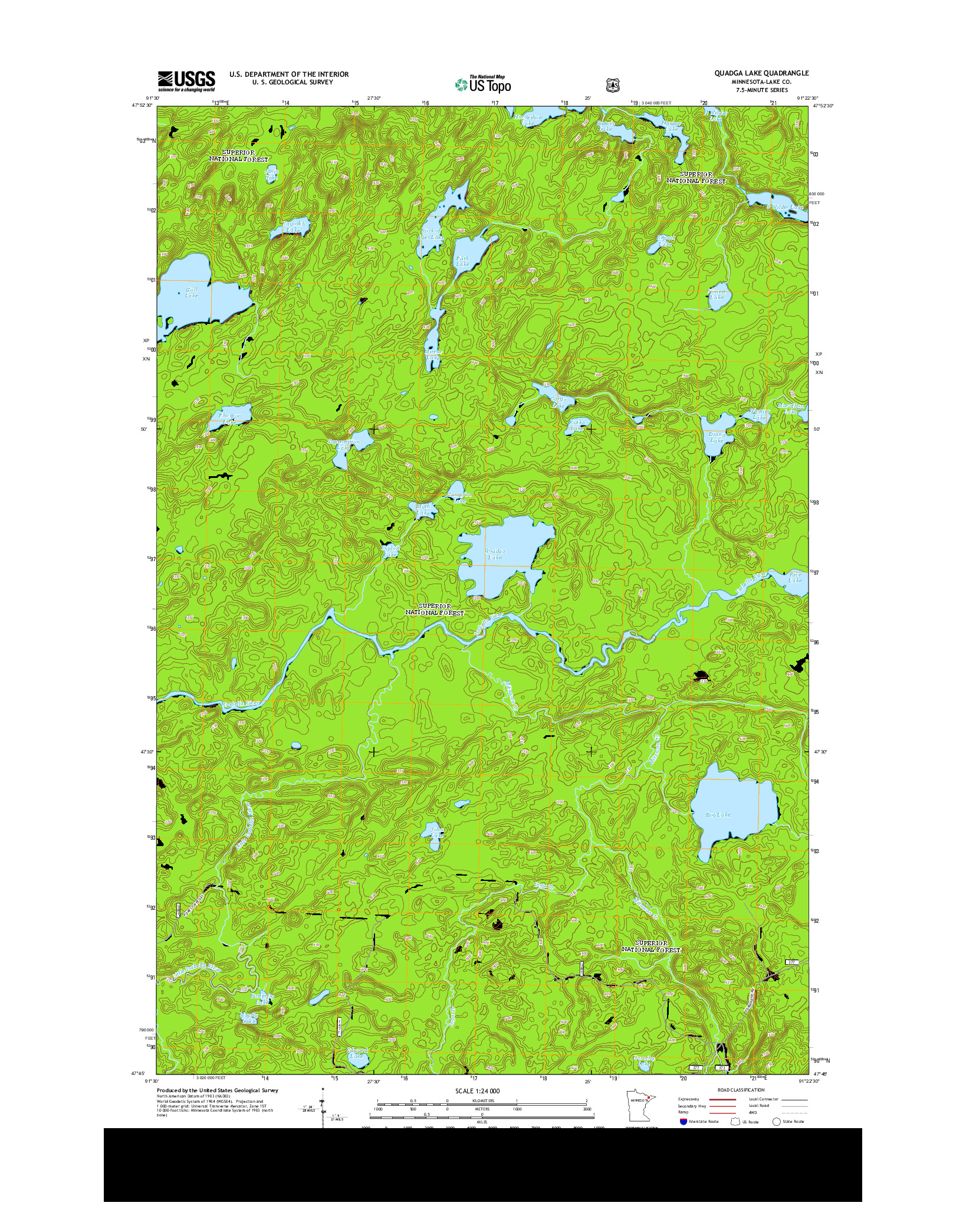 USGS US TOPO 7.5-MINUTE MAP FOR QUADGA LAKE, MN 2013