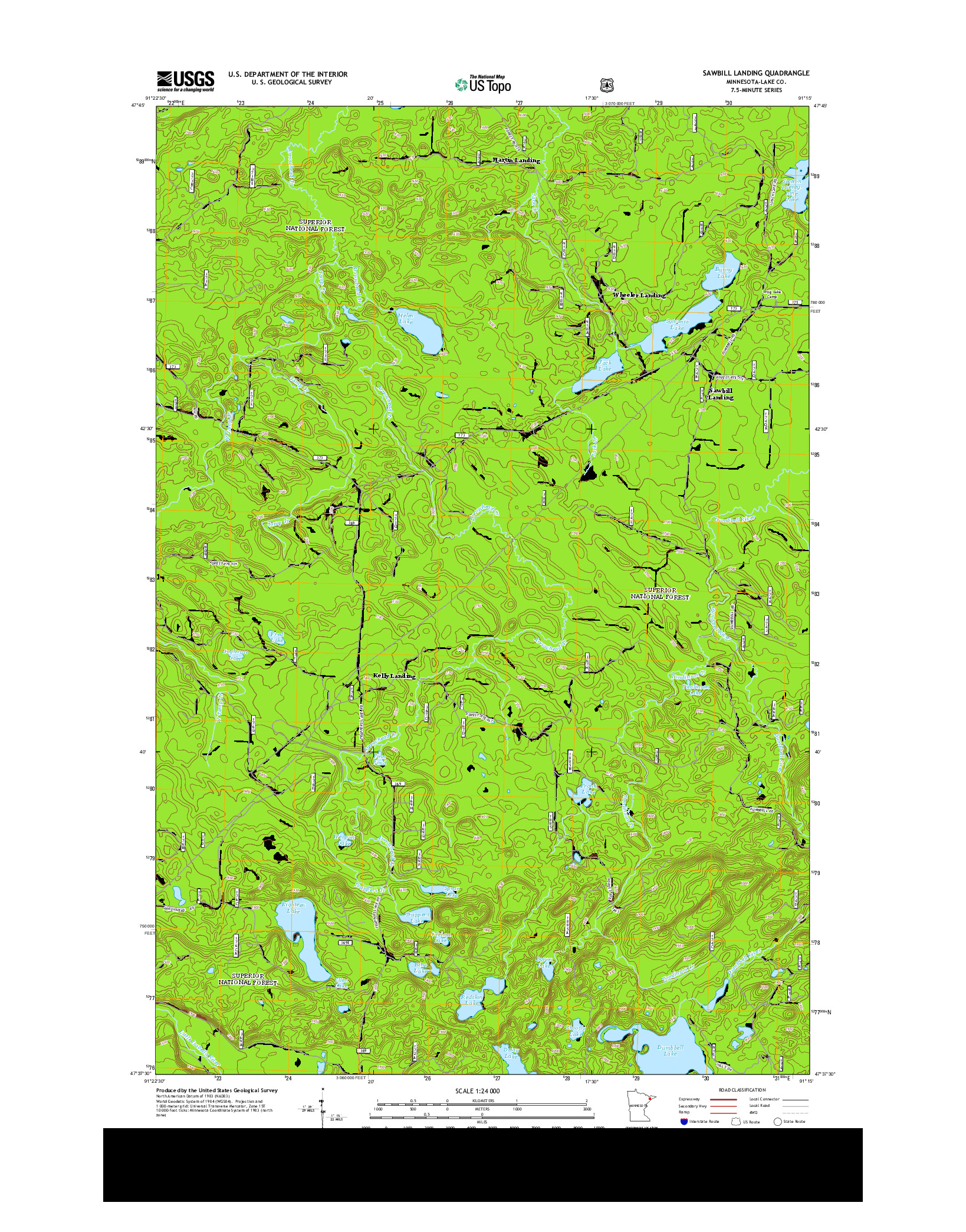 USGS US TOPO 7.5-MINUTE MAP FOR SAWBILL LANDING, MN 2013