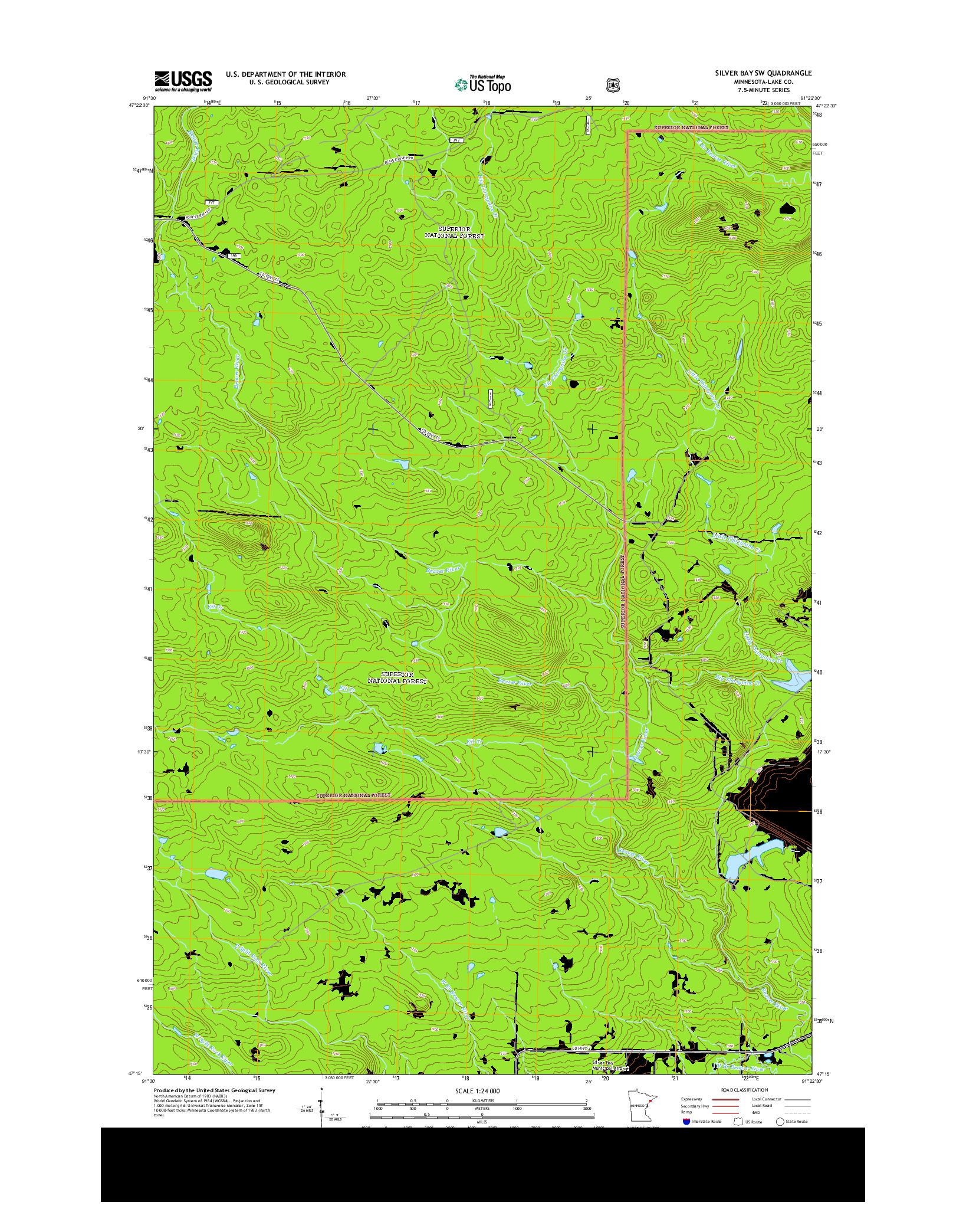 USGS US TOPO 7.5-MINUTE MAP FOR SILVER BAY SW, MN 2013