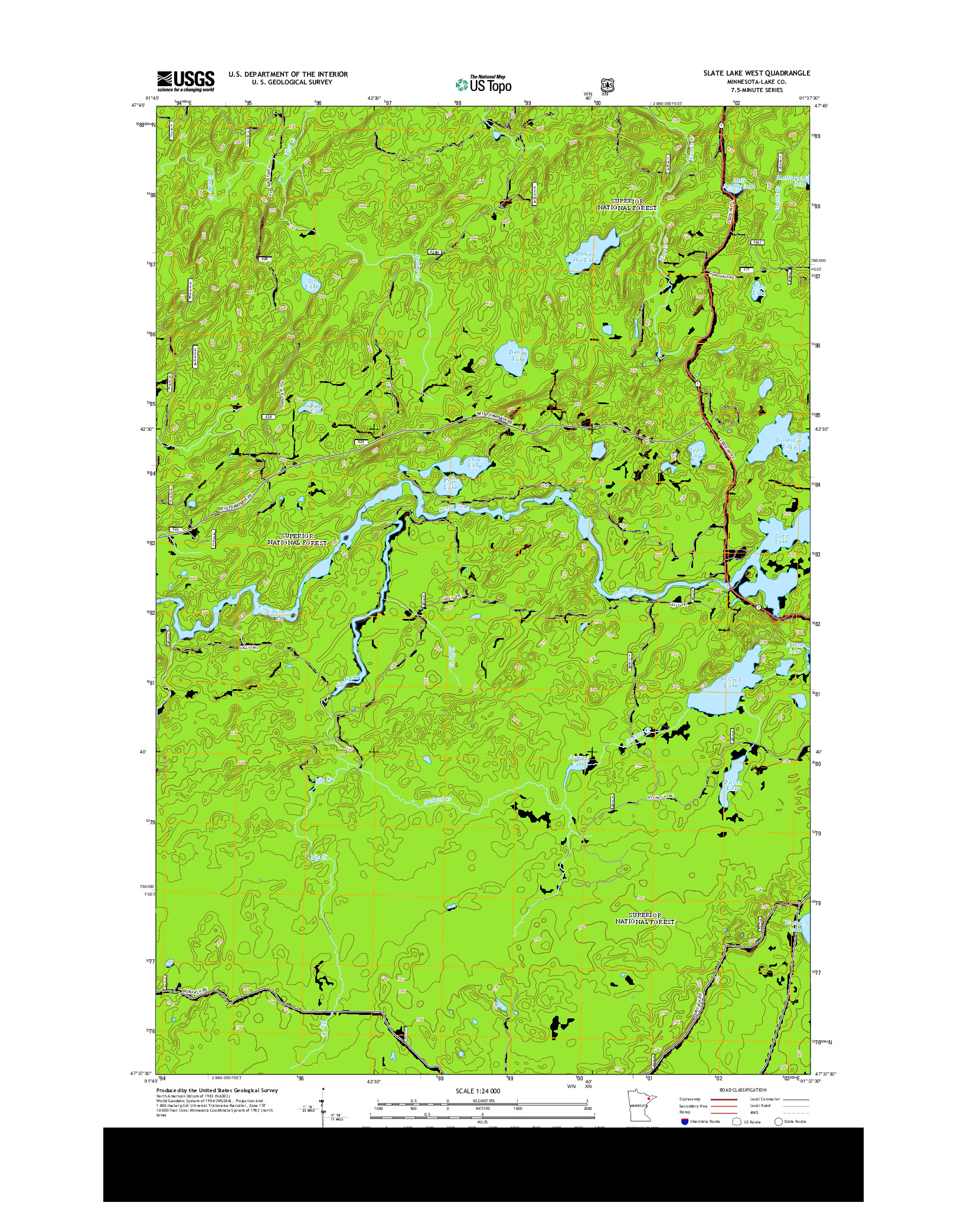 USGS US TOPO 7.5-MINUTE MAP FOR SLATE LAKE WEST, MN 2013