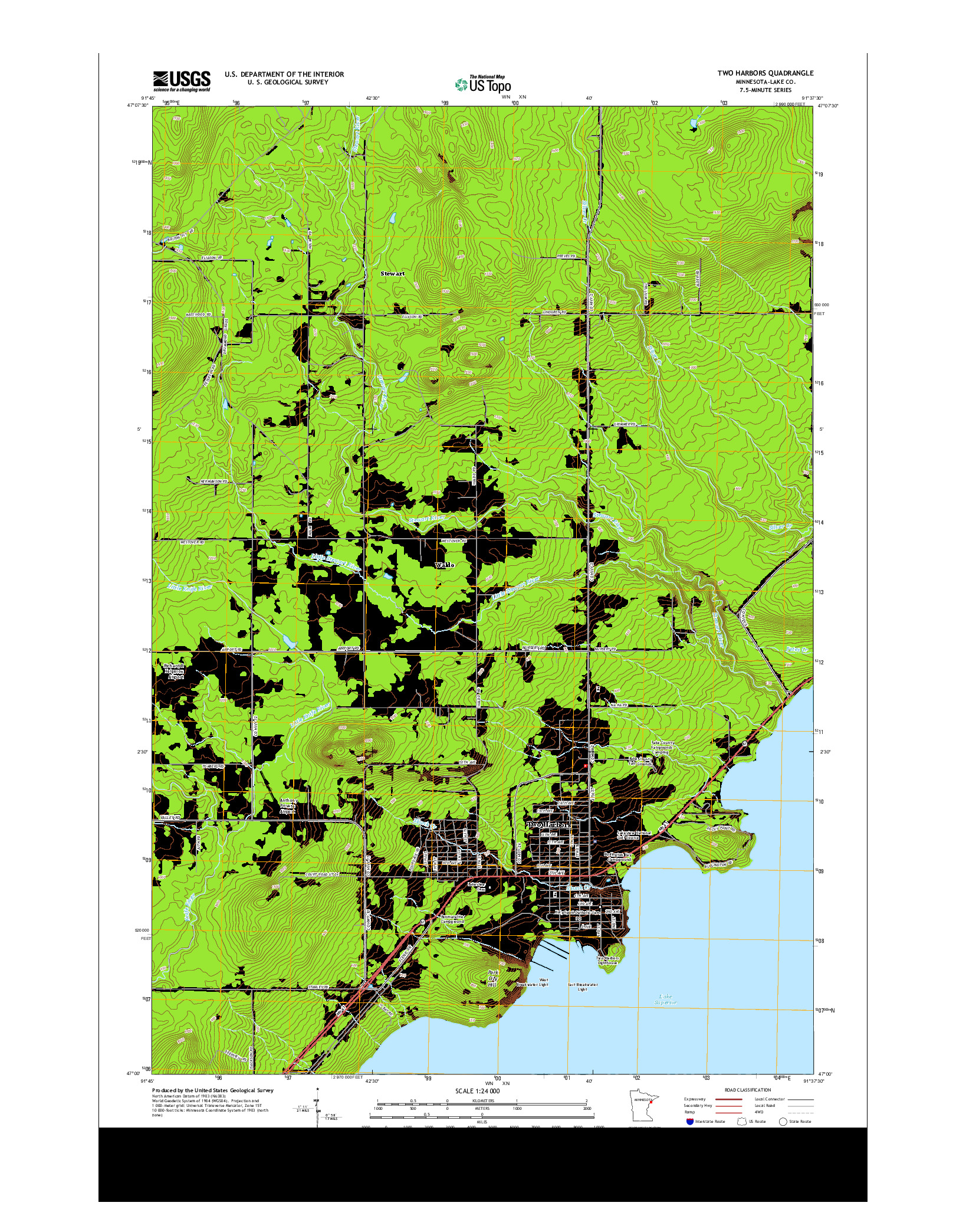 USGS US TOPO 7.5-MINUTE MAP FOR TWO HARBORS, MN 2013