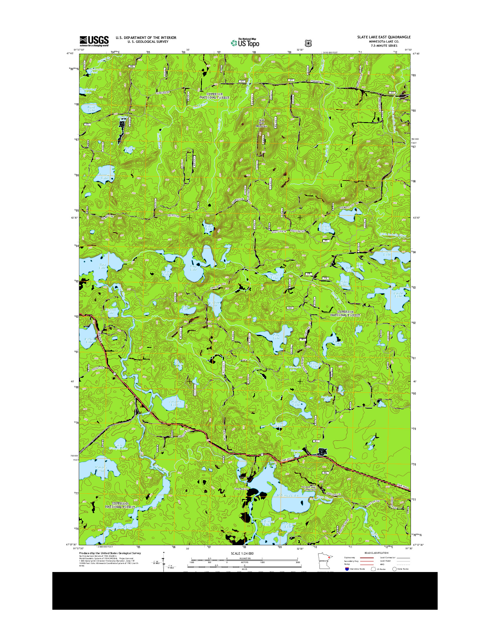 USGS US TOPO 7.5-MINUTE MAP FOR SLATE LAKE EAST, MN 2013