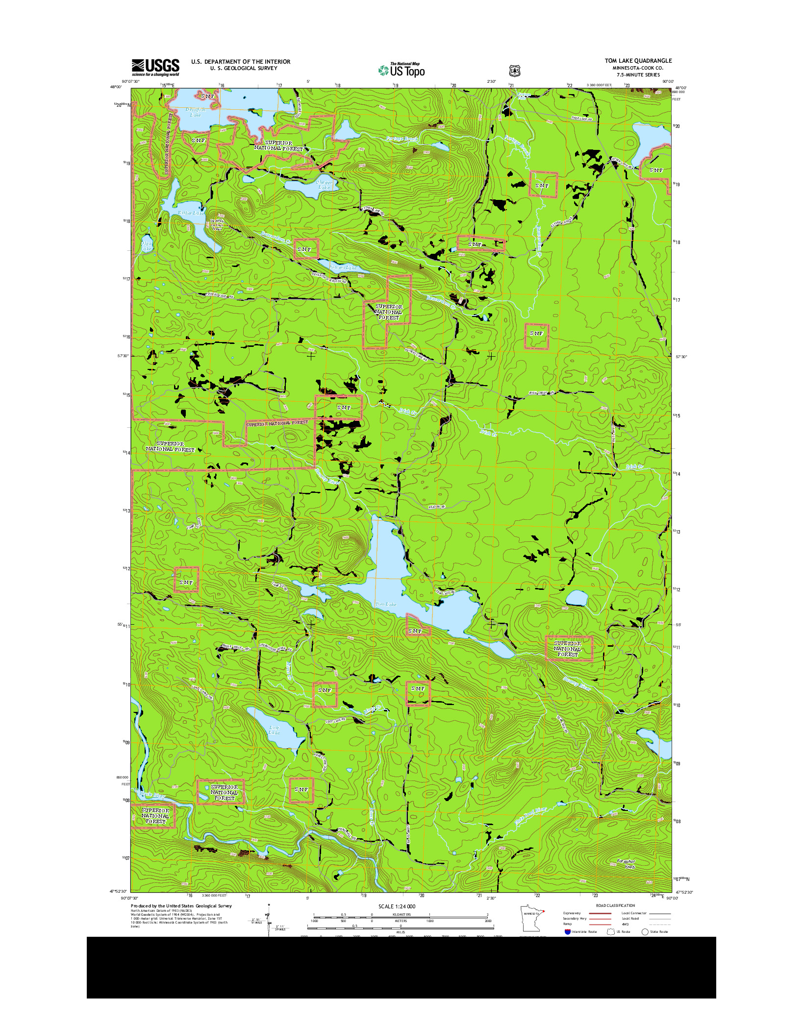 USGS US TOPO 7.5-MINUTE MAP FOR TOM LAKE, MN 2013