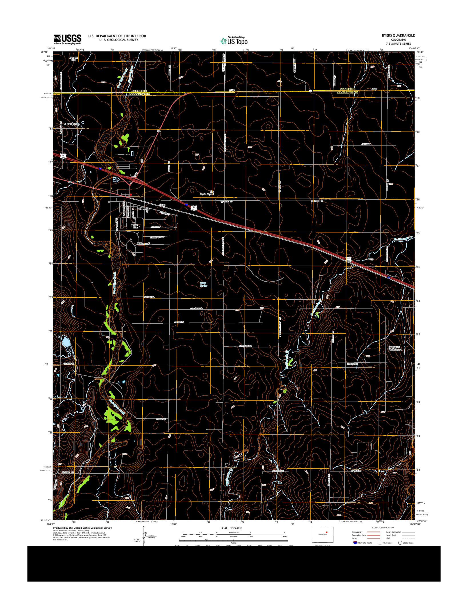 USGS US TOPO 7.5-MINUTE MAP FOR BYERS, CO 2013