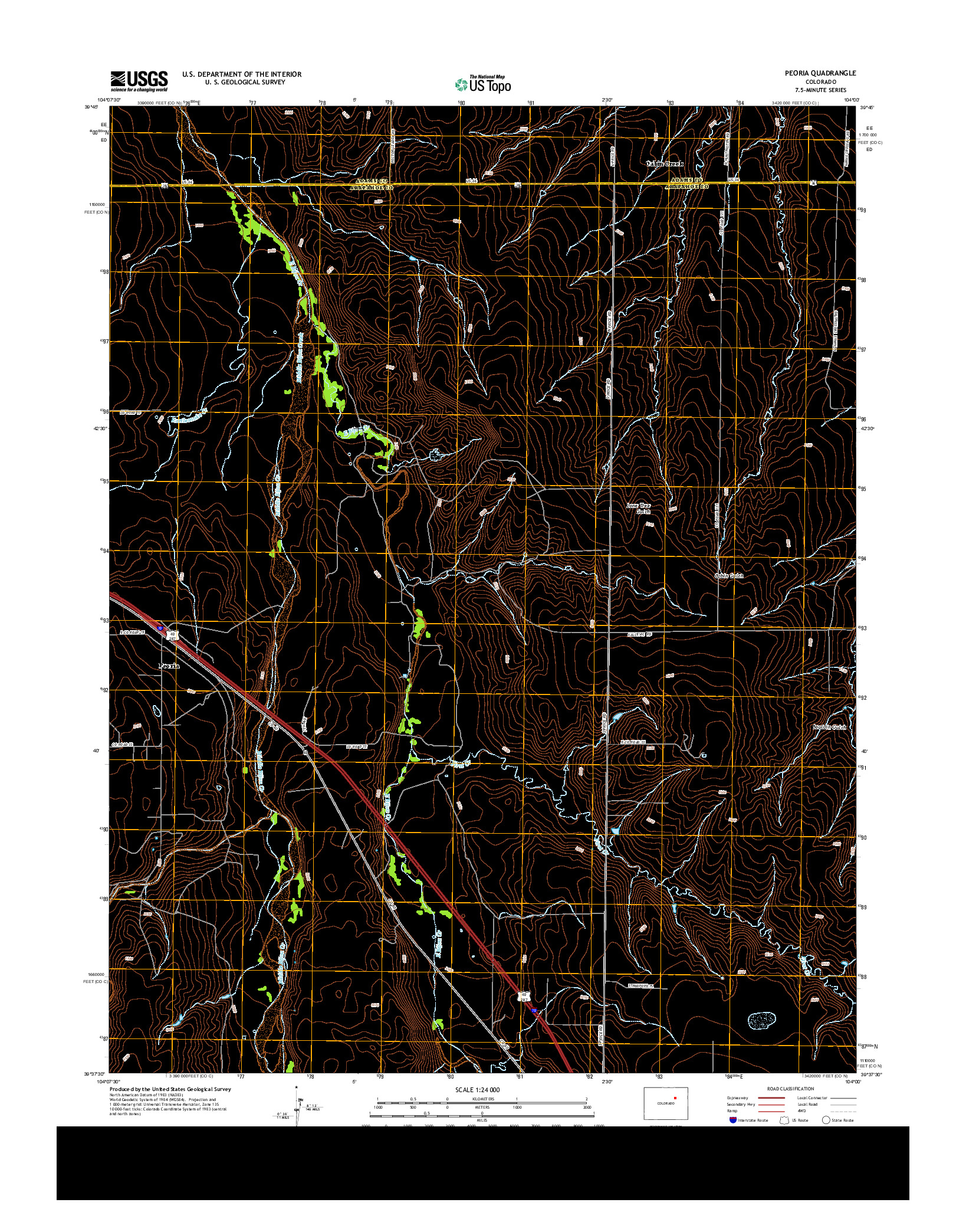 USGS US TOPO 7.5-MINUTE MAP FOR PEORIA, CO 2013