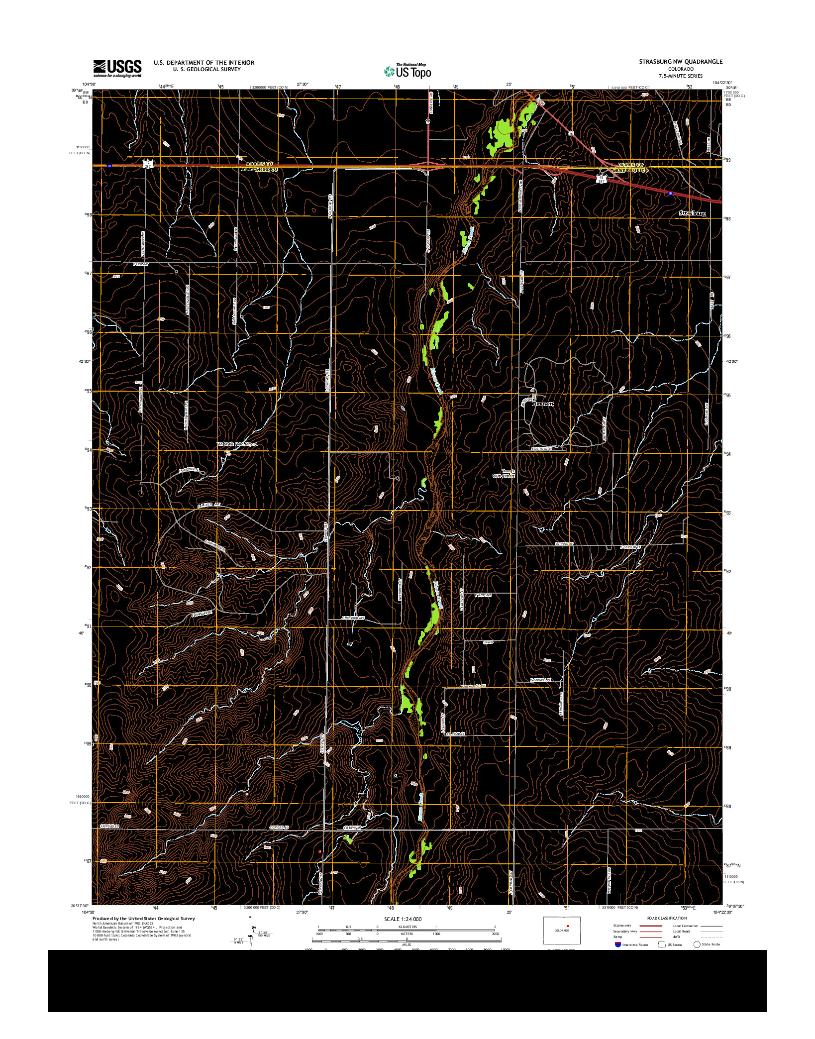 USGS US TOPO 7.5-MINUTE MAP FOR STRASBURG NW, CO 2013