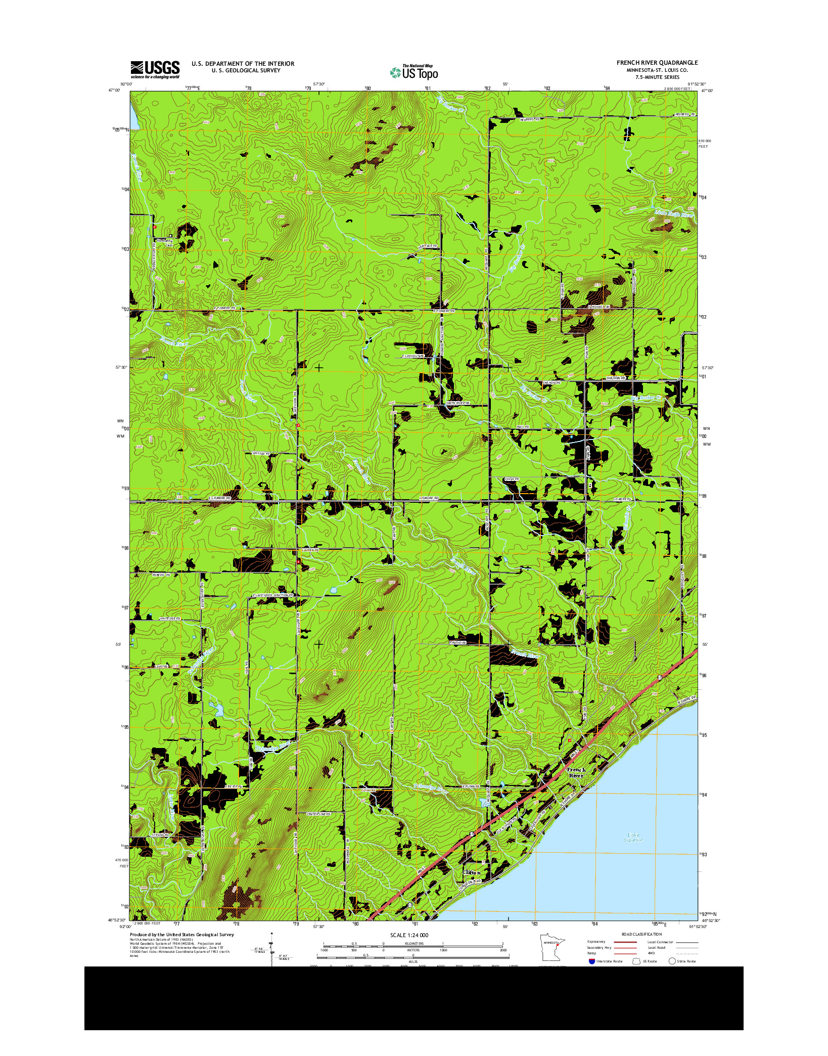 USGS US TOPO 7.5-MINUTE MAP FOR FRENCH RIVER, MN 2013