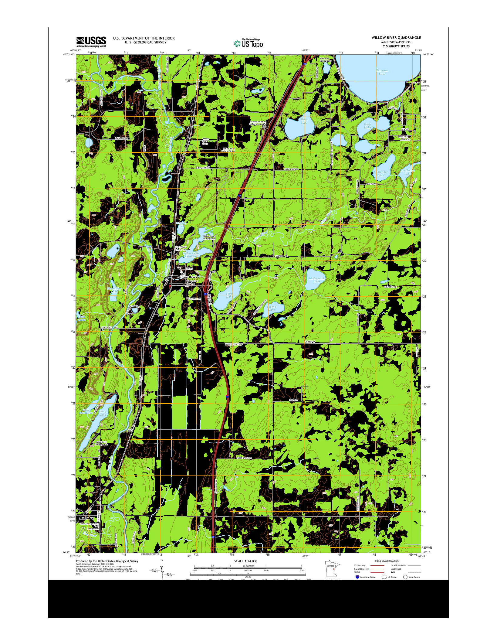 USGS US TOPO 7.5-MINUTE MAP FOR WILLOW RIVER, MN 2013