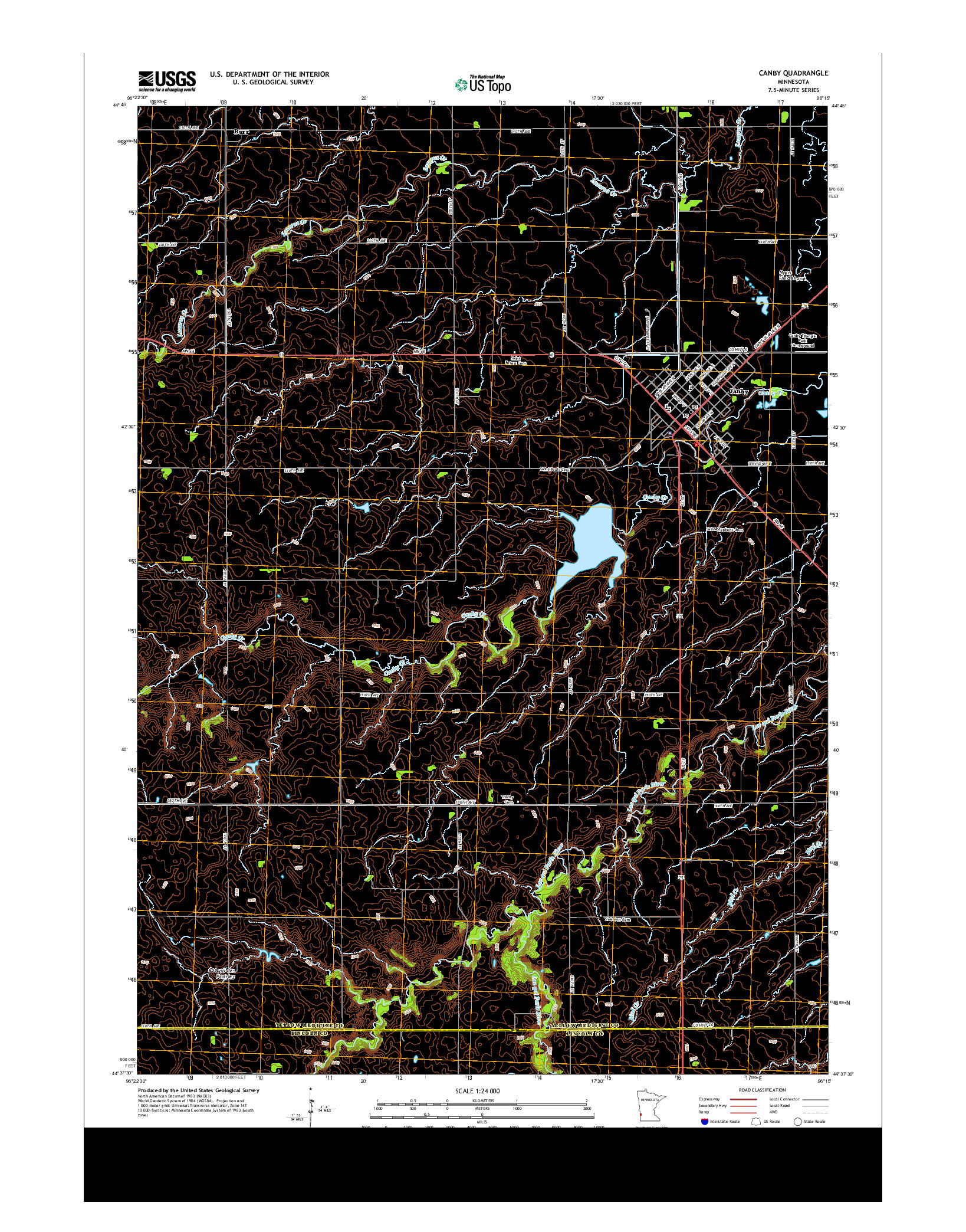 USGS US TOPO 7.5-MINUTE MAP FOR CANBY, MN 2013