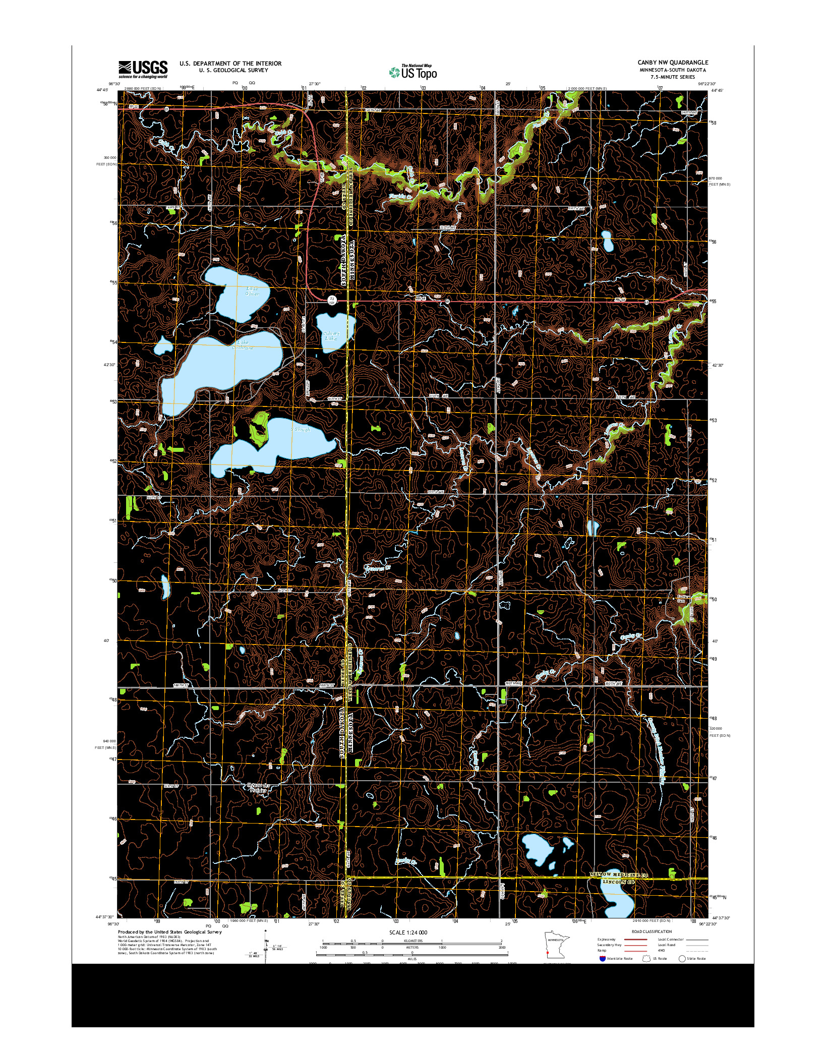 USGS US TOPO 7.5-MINUTE MAP FOR CANBY NW, MN-SD 2013